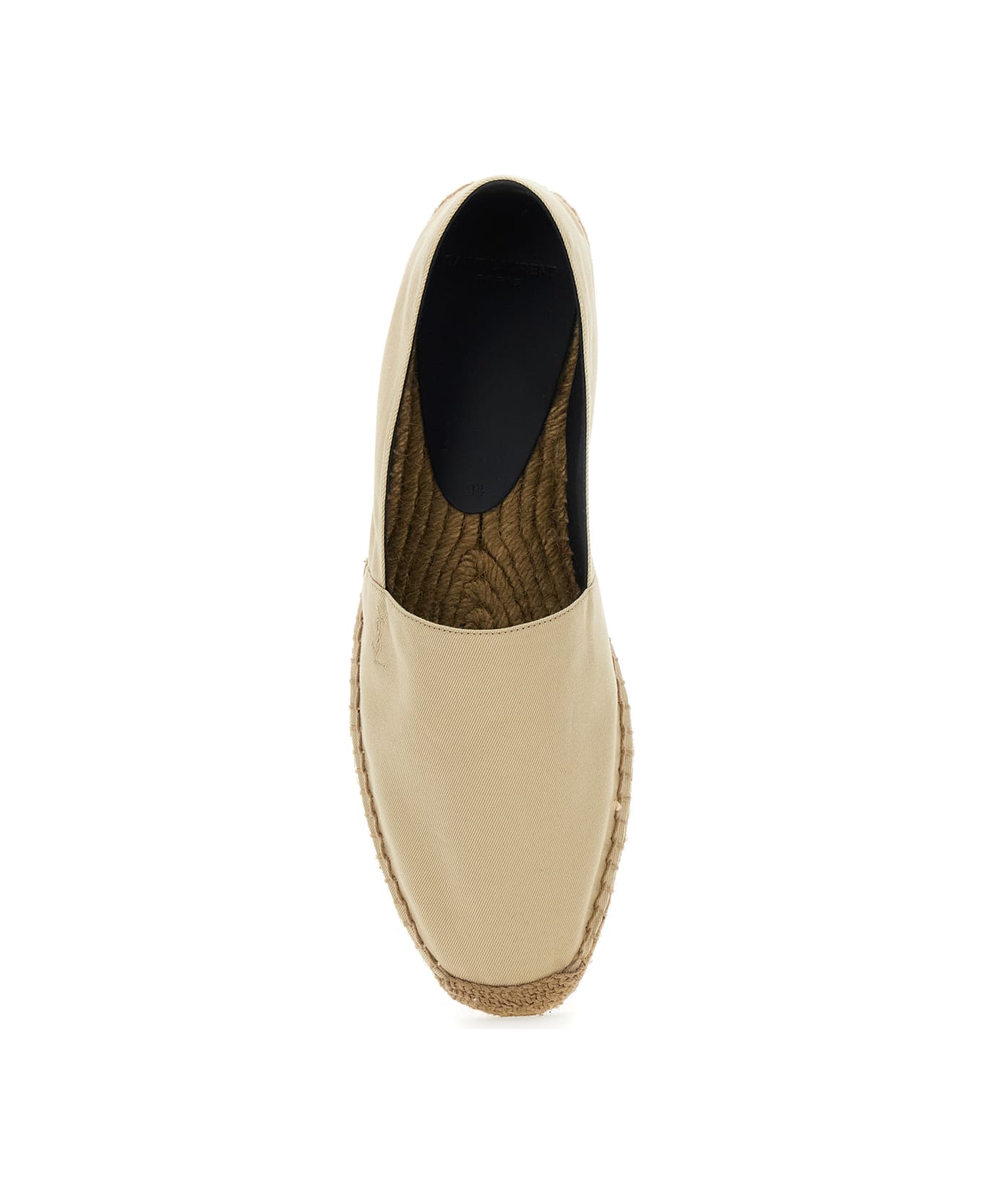Saint Laurent Beige Espadrilles With Tonal Cassandre Embroidery On The Front And Almond Toe In Cotton Man - Brown
