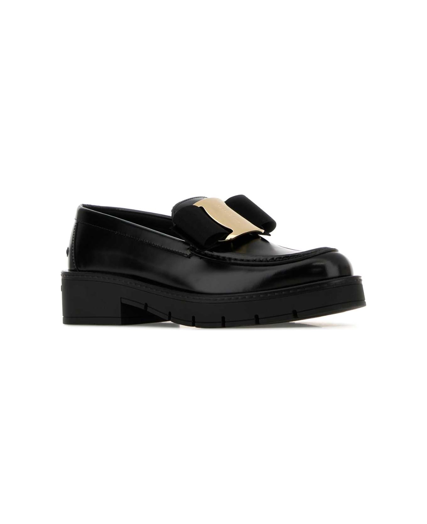 Ferragamo Black Leather Mirty Loafers - Black