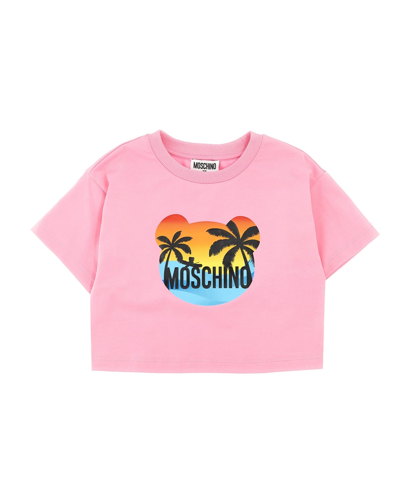 Moschino Logo Print Cropped T-shirt - Pink Tシャツ＆ポロシャツ