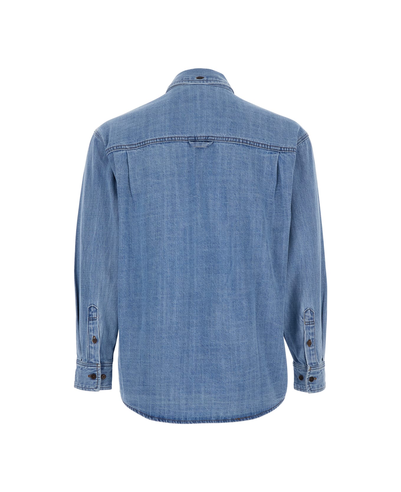 Dunst Blue Jacket With Patch Pockets On The Chest In Denim Man - Blu