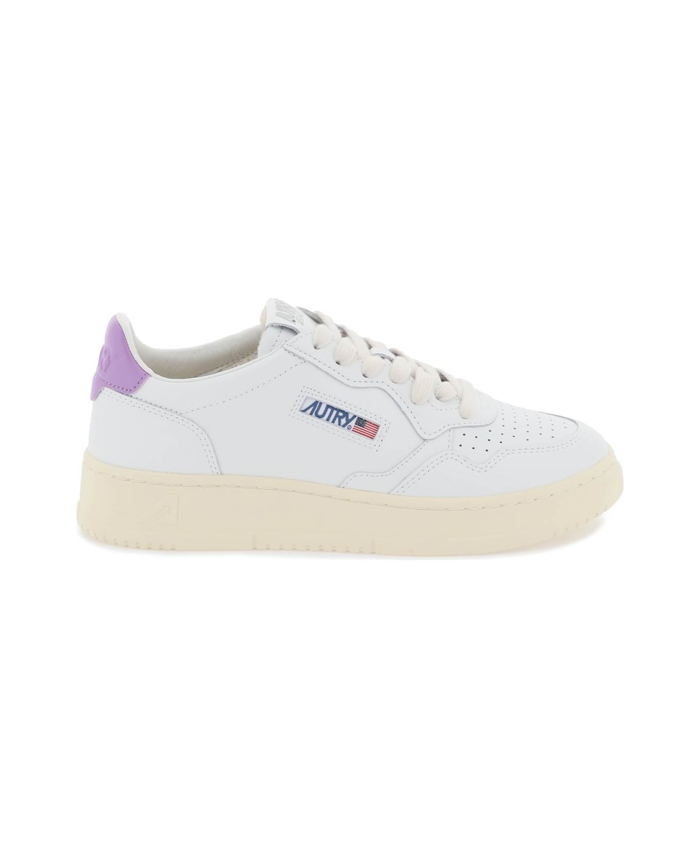 Autry Medalist Low - Leather Sneakers - White/lilac