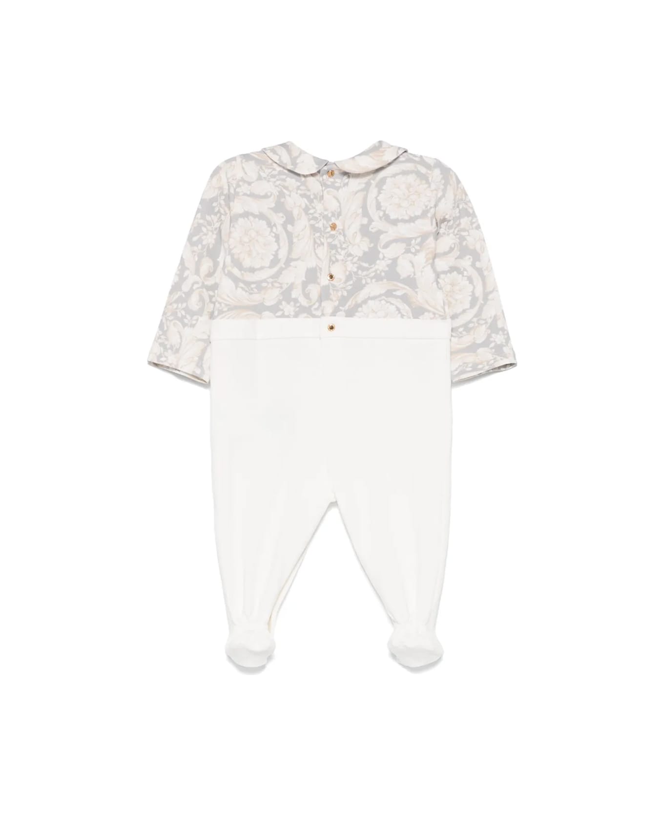 Versace Pajama Shorts With Baroque Print - Bianco gold