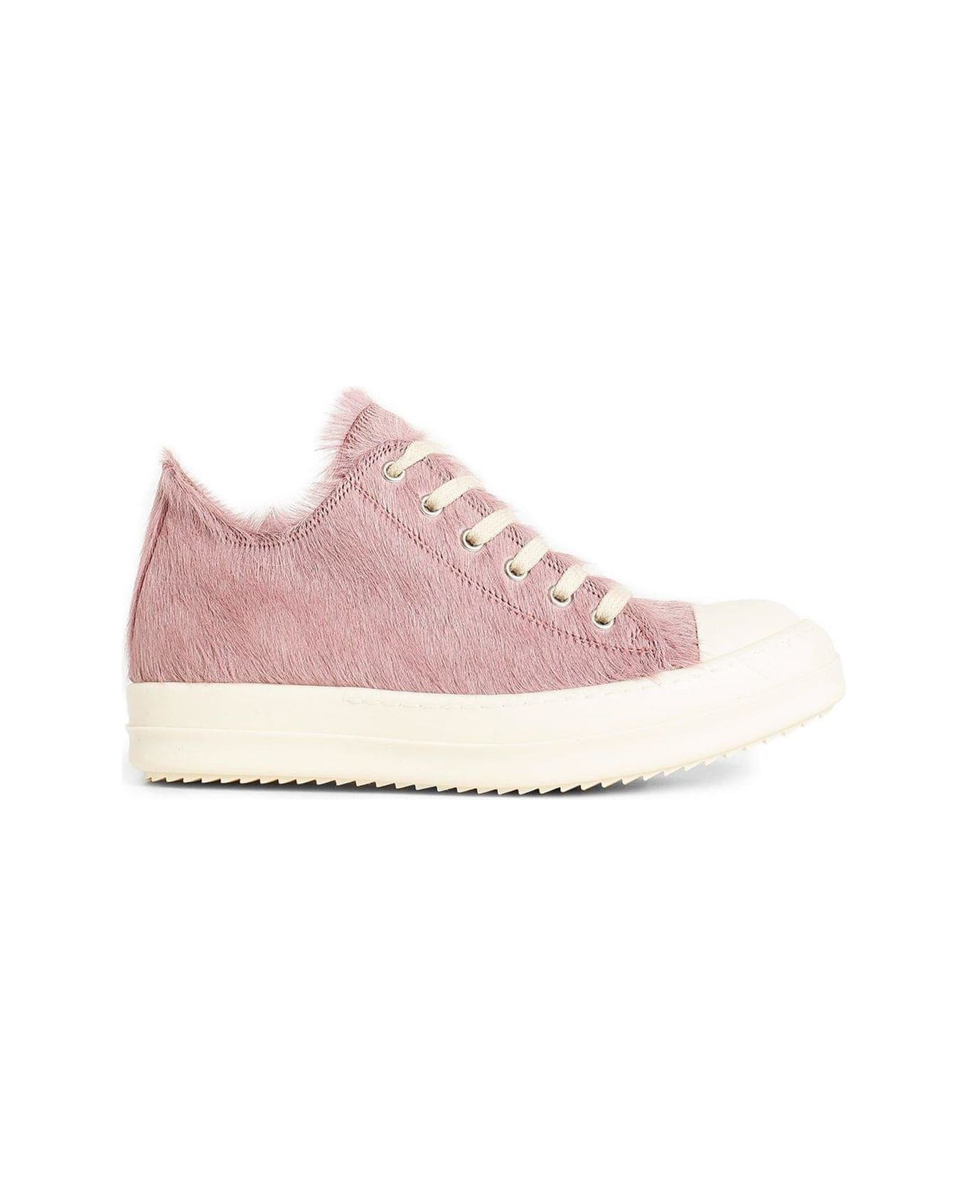 Rick Owens Fur Textured High-top Sneakers - Rosa