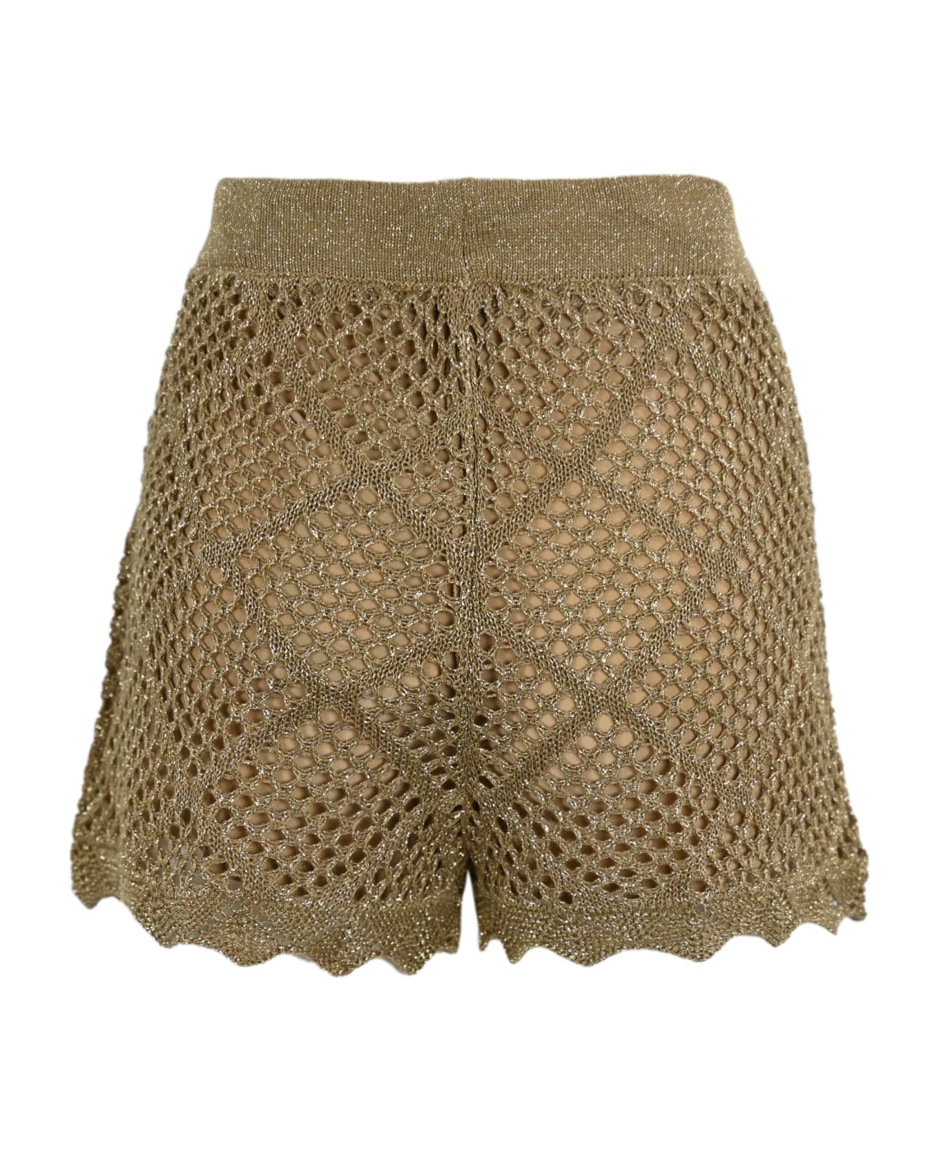 TwinSet Lurex Fishnet Shorts - Hazelnut chiaro lurex