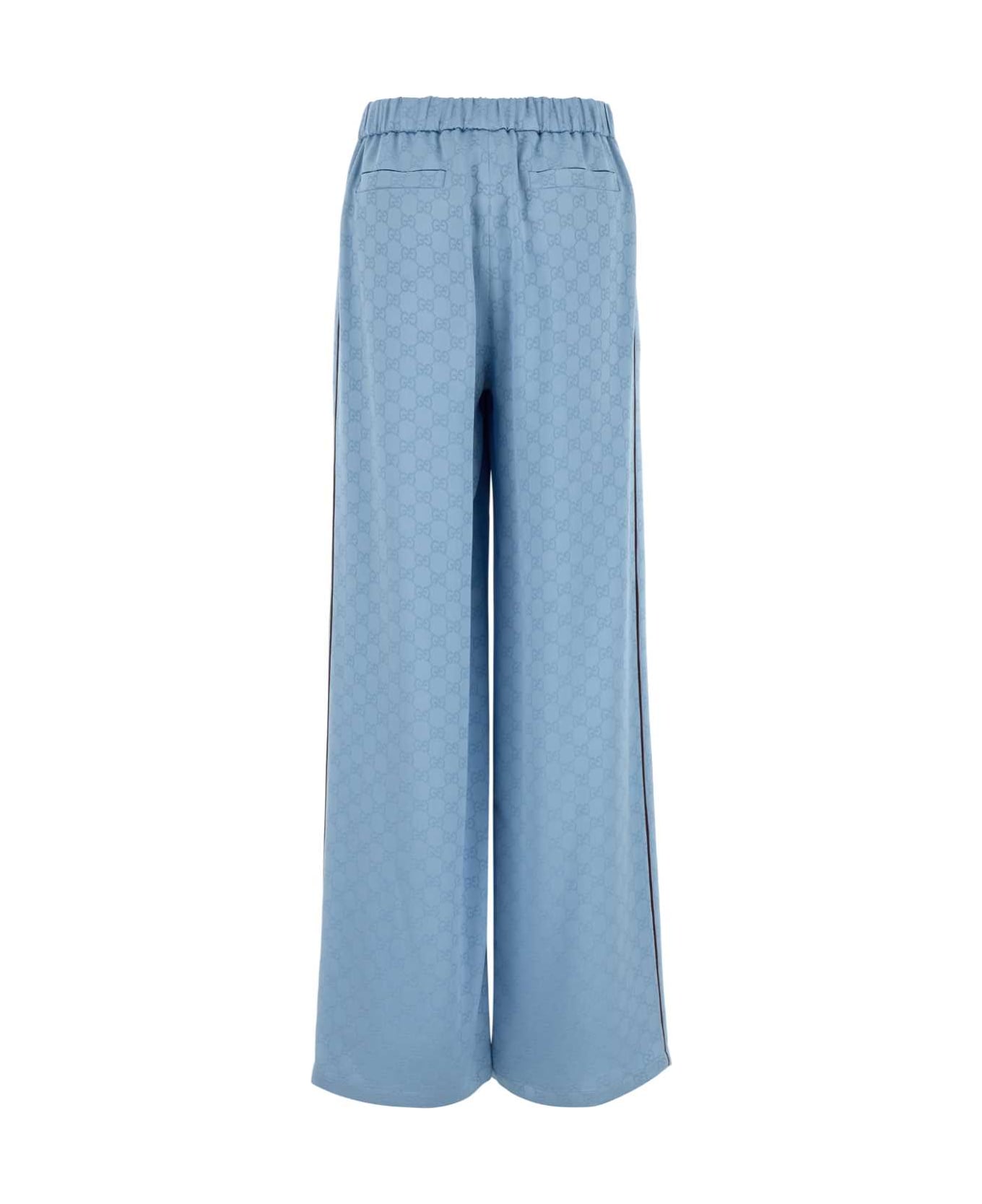 Gucci Light-blue Satin Wide-leg Pant - DREAMYSKYMIX