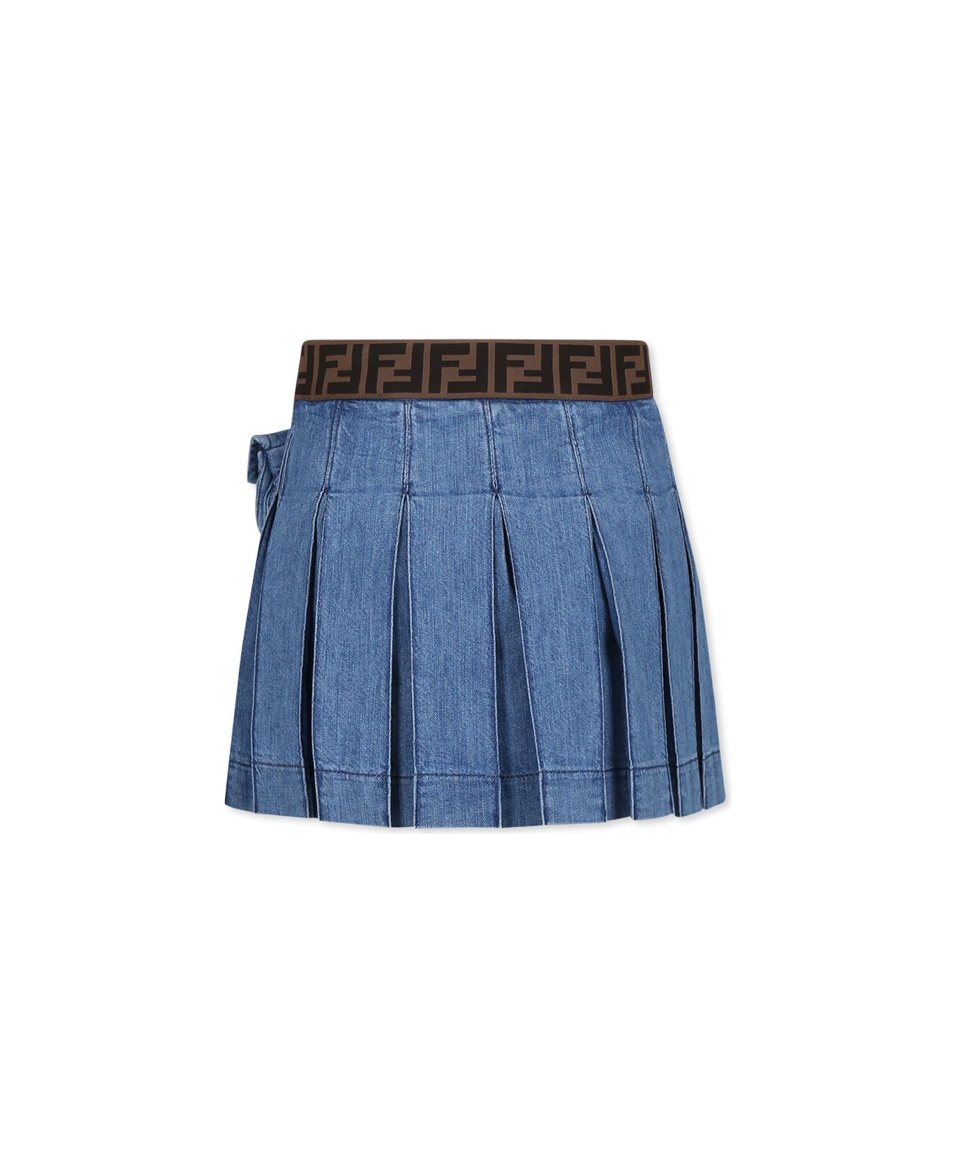Fendi Blue Skirt For Girl With Ff - Denim