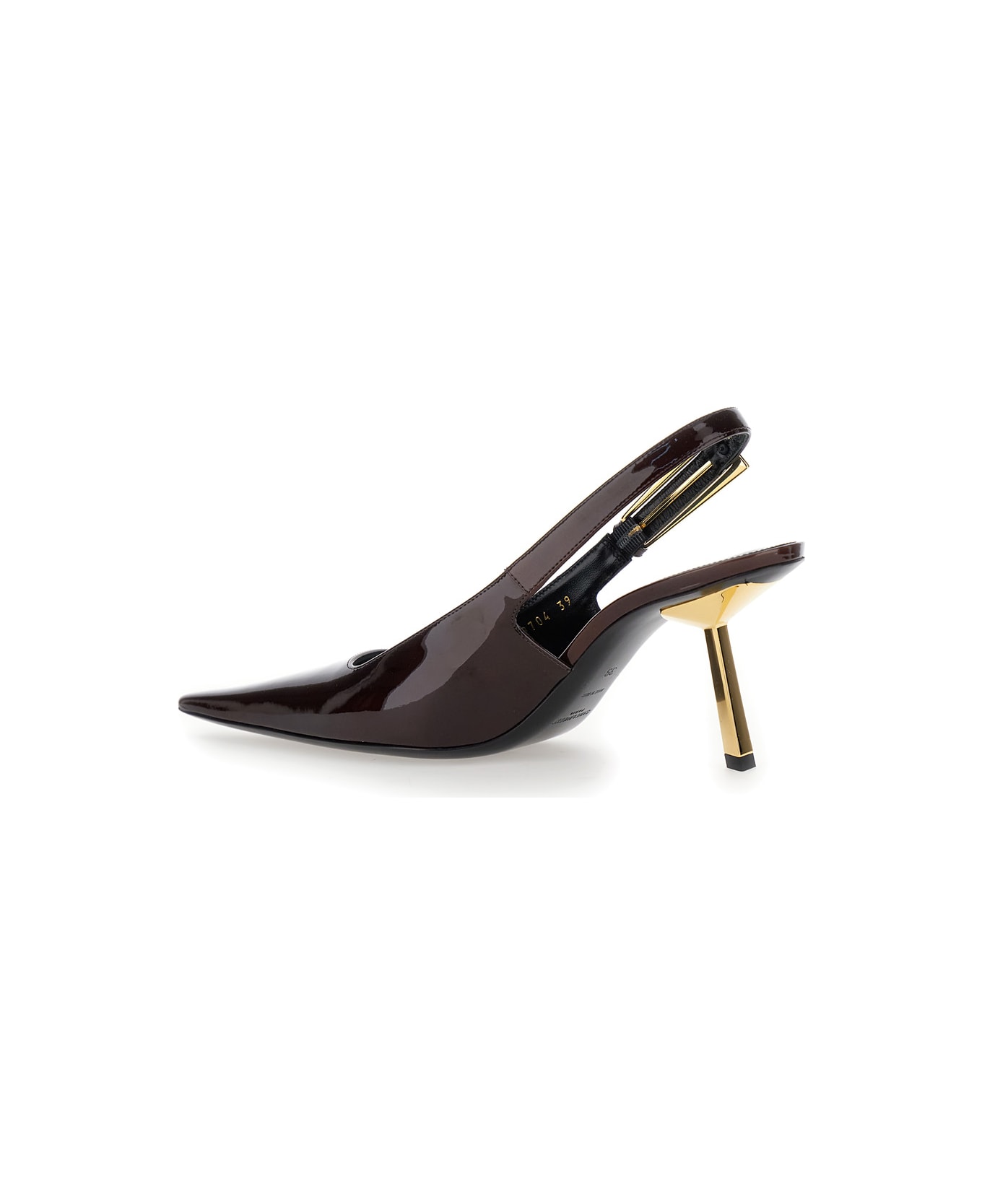 Saint Laurent 'lee' Bordeaux Slingback Pumps With Geometric Stiletto Heel In Leather Woman - Bordeaux