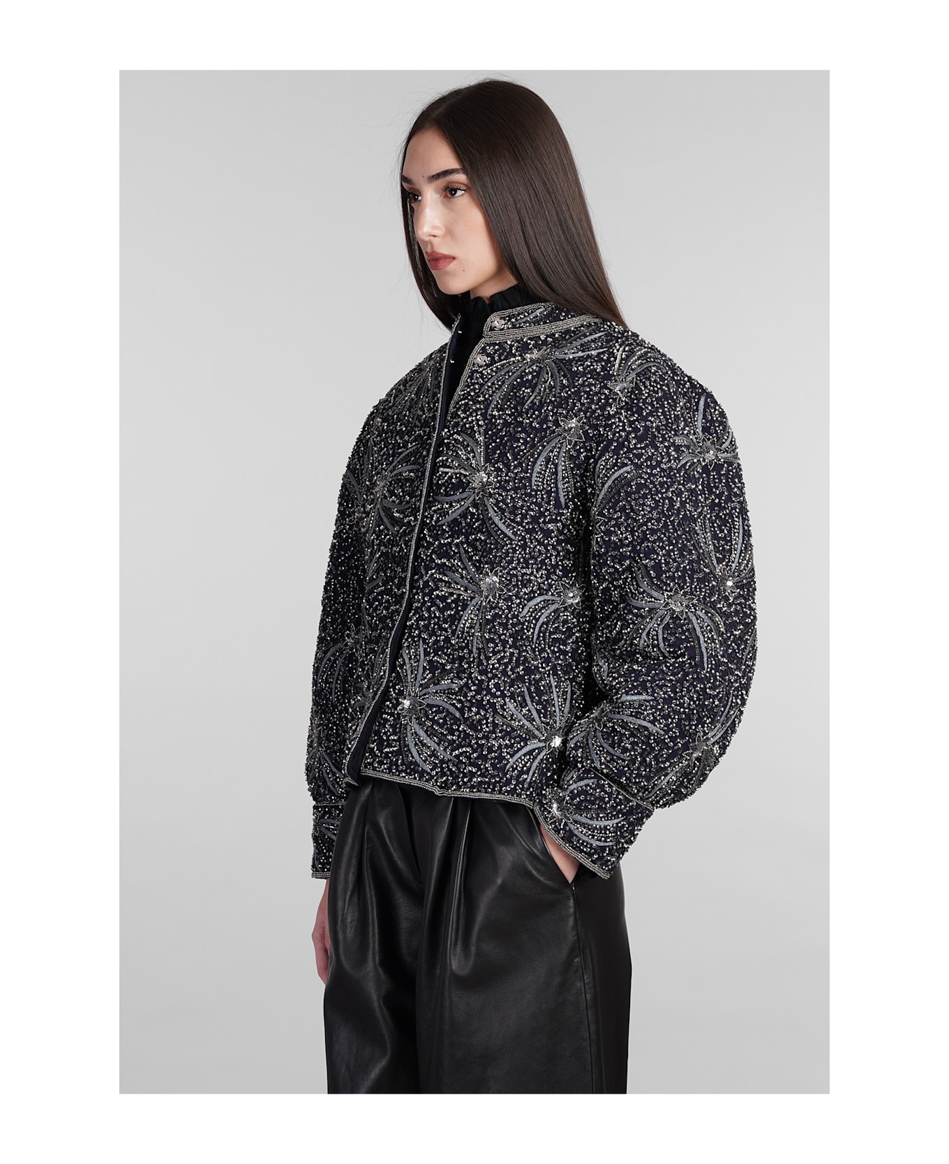 Antik Batik Matari Bomber In Blue Viscose - blue