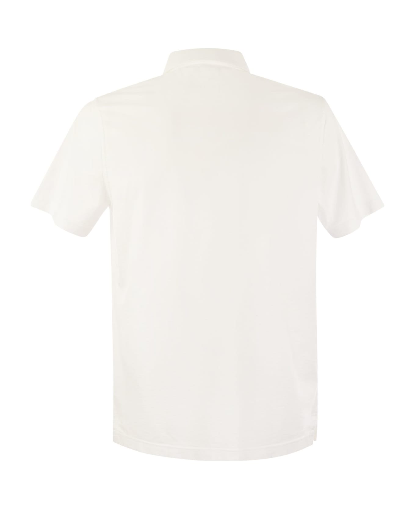 Fedeli Cotton Polo Shirt With Open Collar - Bianco ポロシャツ
