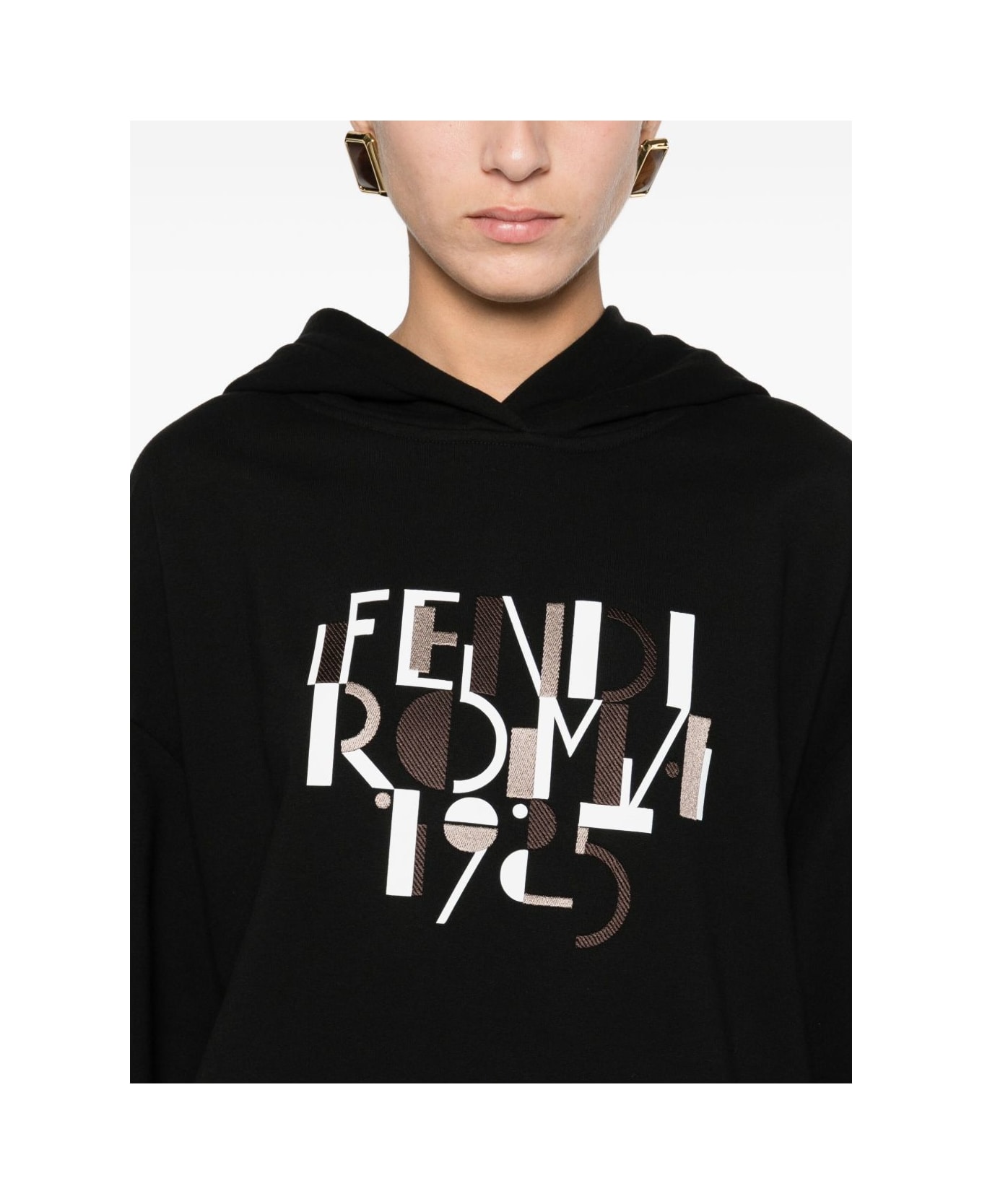 Fendi Roma Cotton Hoodie - Black