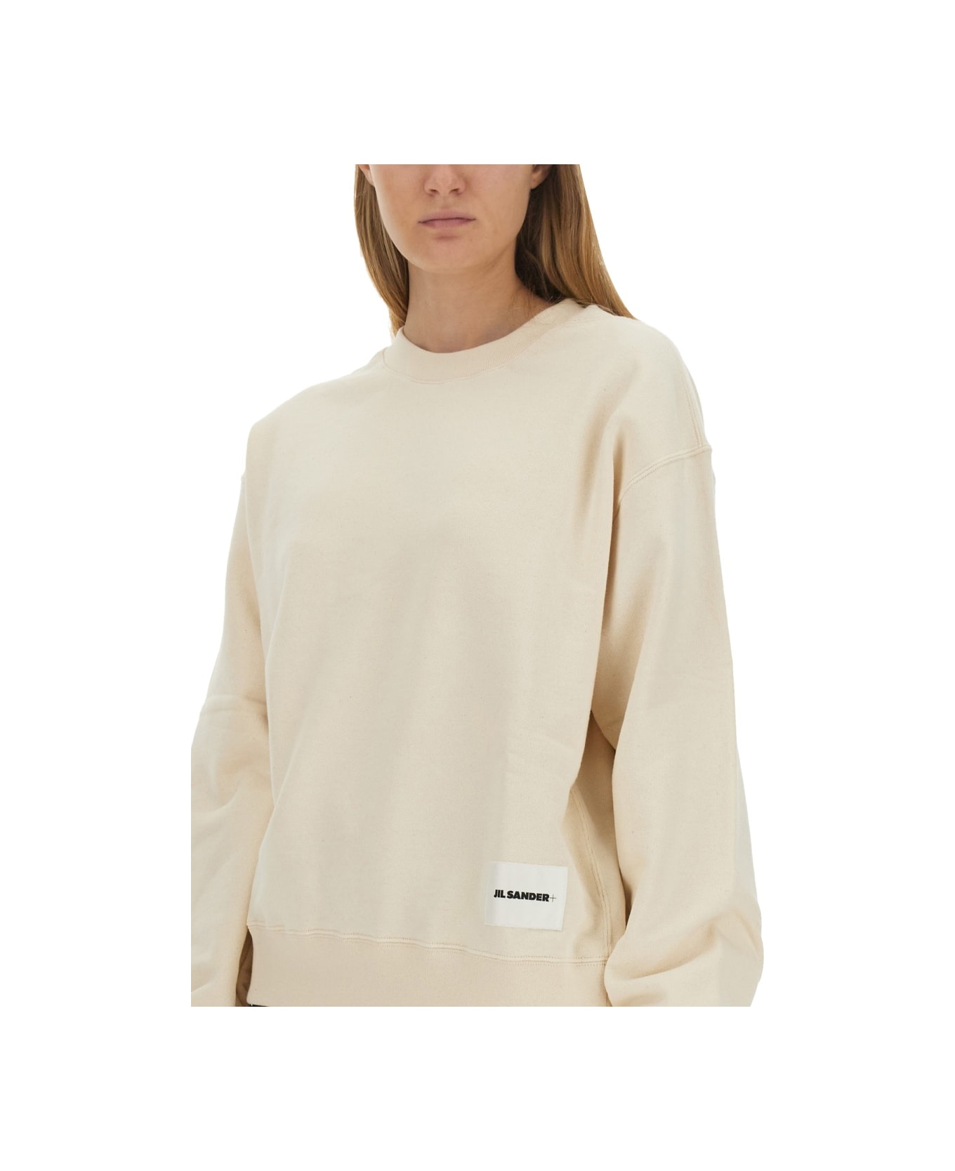 Jil Sander Sweatshirt With Logo Patch - BEIGE