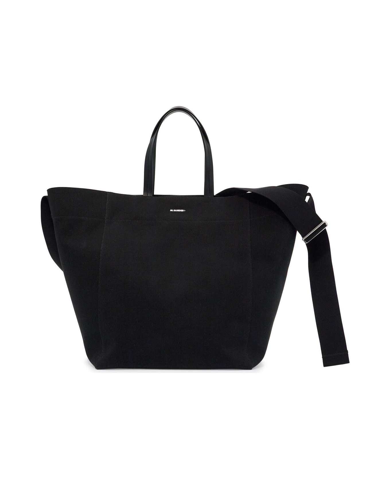 Jil Sander Utility Tote Bag - PITCH BLACK/RAW COTTON (Black)