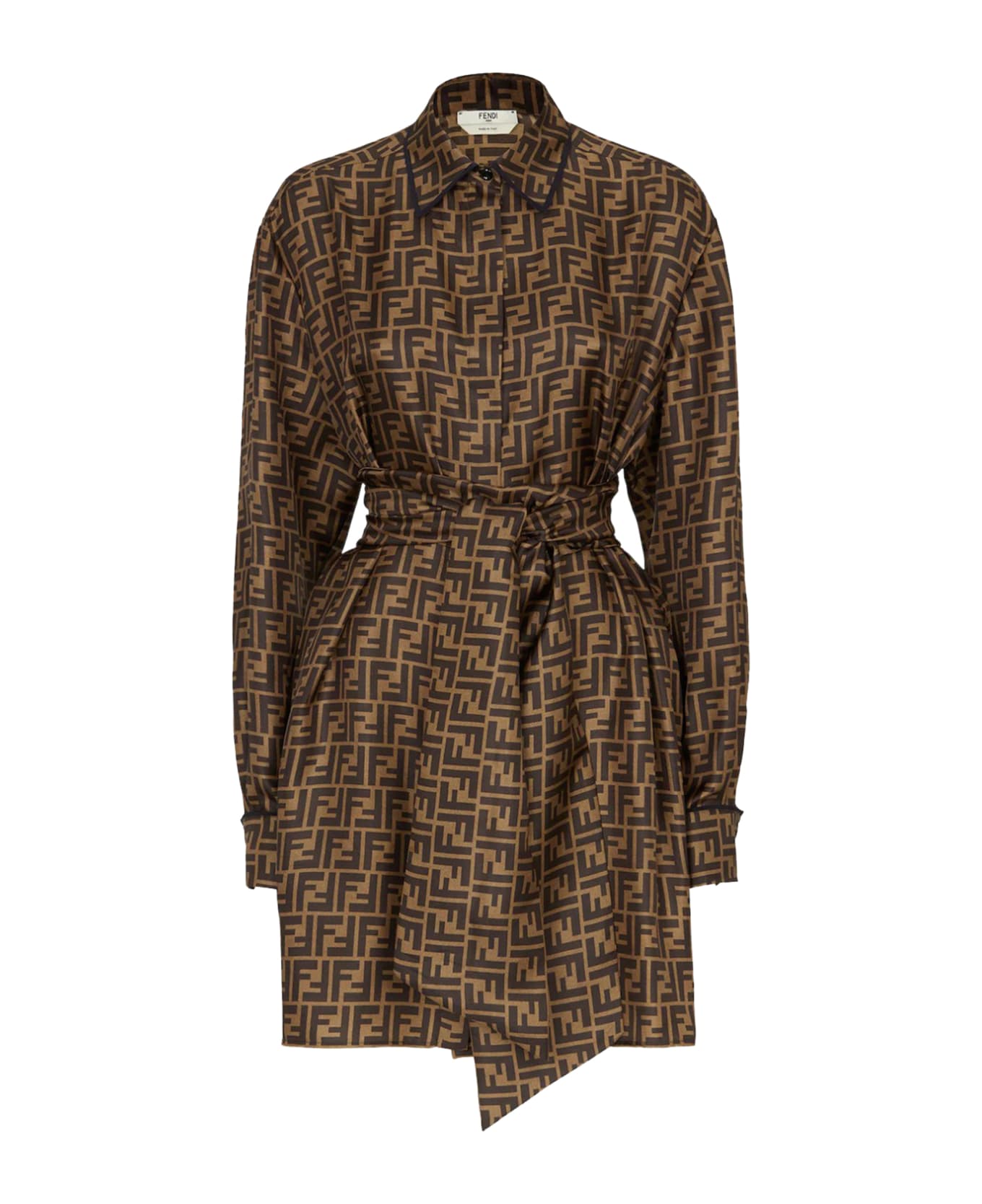 Fendi Ff Motif Belted Shirt Dress - F1440