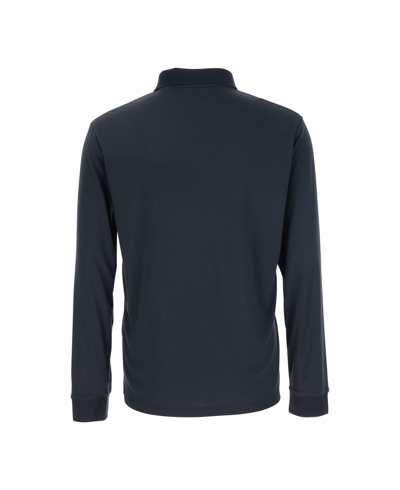 Theory 
goris
 Black Polo Shirt With Classic Collar And Long Sleeves In Tech Fabric Stretch Man - Black