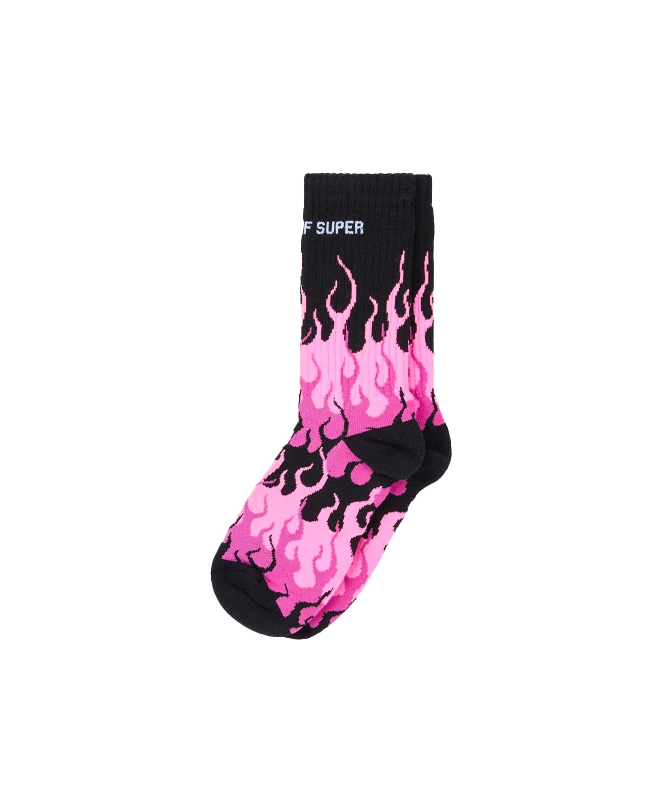 Vision of Super Black Socks With Triple Fuchsia Flame - Black