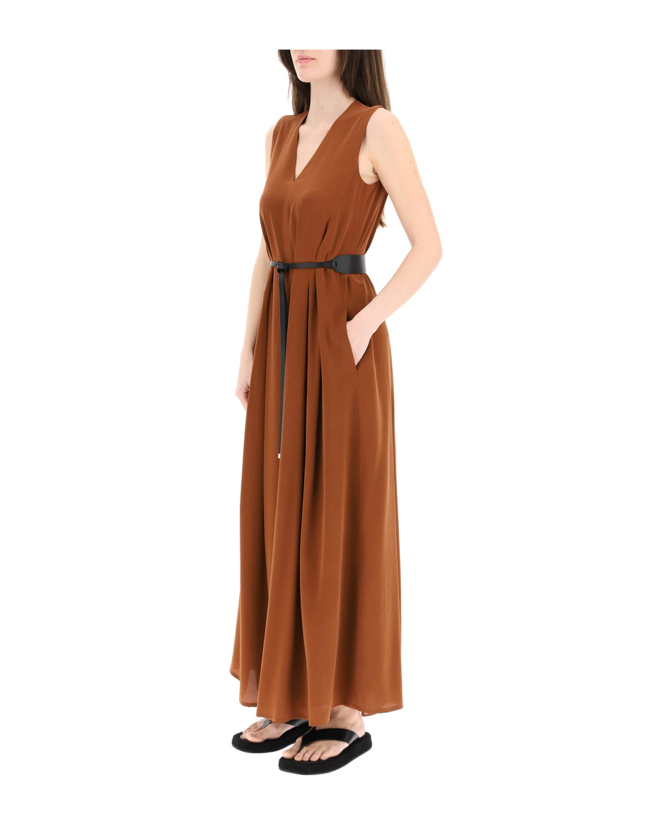 Max Mara Studio Balzac Long Silk Dress - TABACCO (Brown)