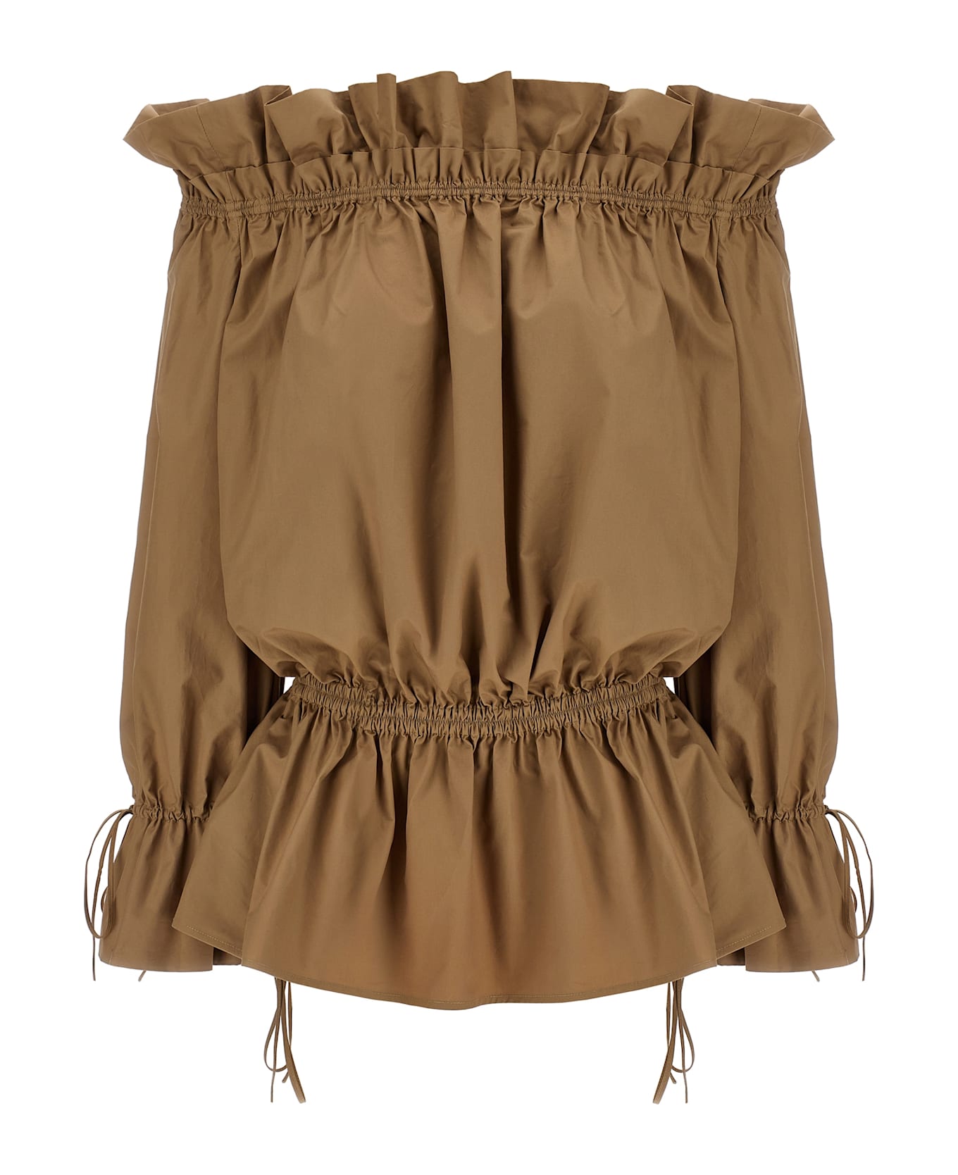 Saint Laurent Curled Dress - Beige