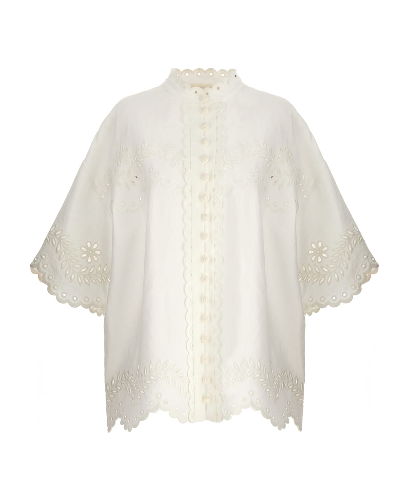 Zimmermann 'junie Embroidered' Shirt - White