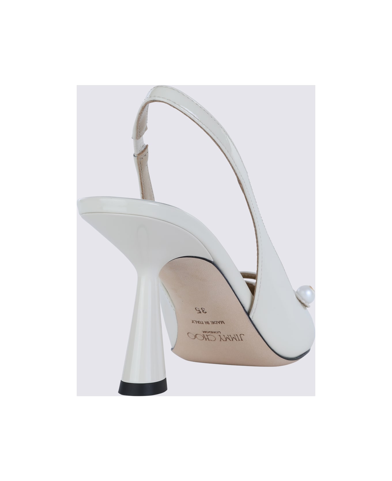 Jimmy Choo White Leather Amita Pumps - LATTE/BLACK