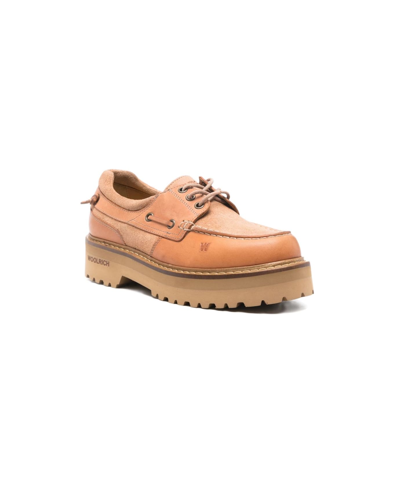 Woolrich Rock Leather Boat Shoes - Camel