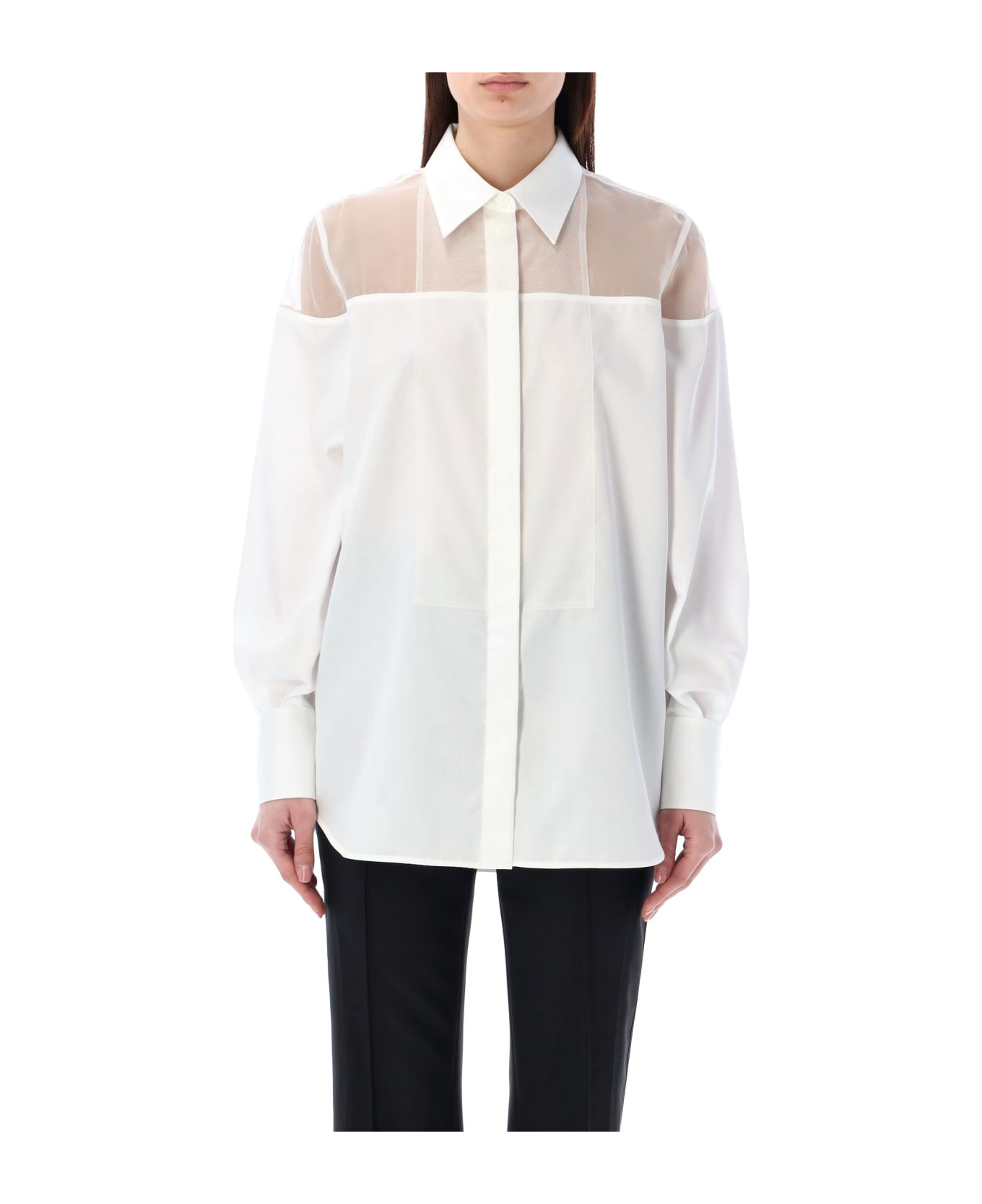 Helmut Lang Tulle Detail Shirt - WHITE シャツ