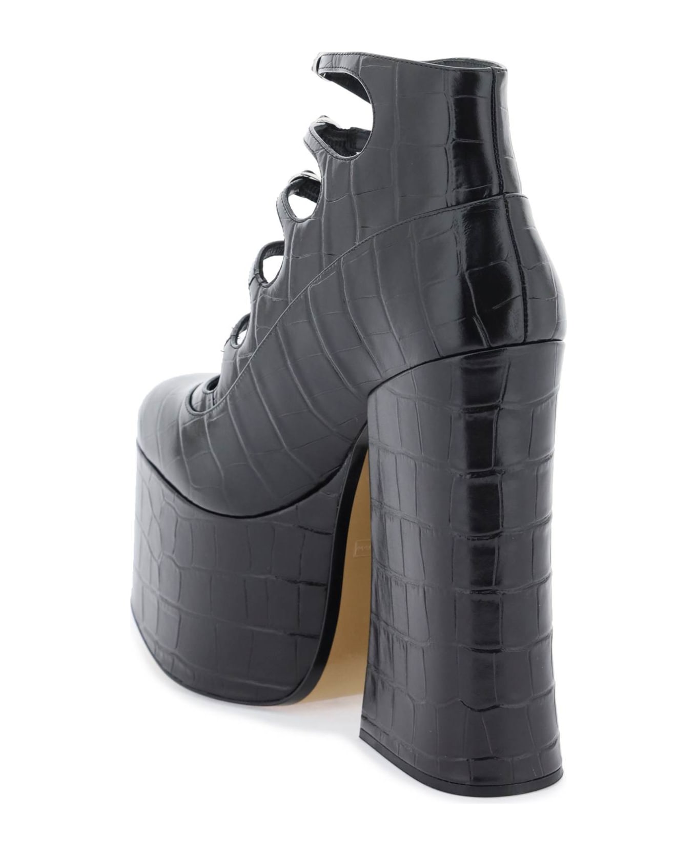 Marc Jacobs The Croc Embossed Kiki Ankle Boots - BLACK (Black)