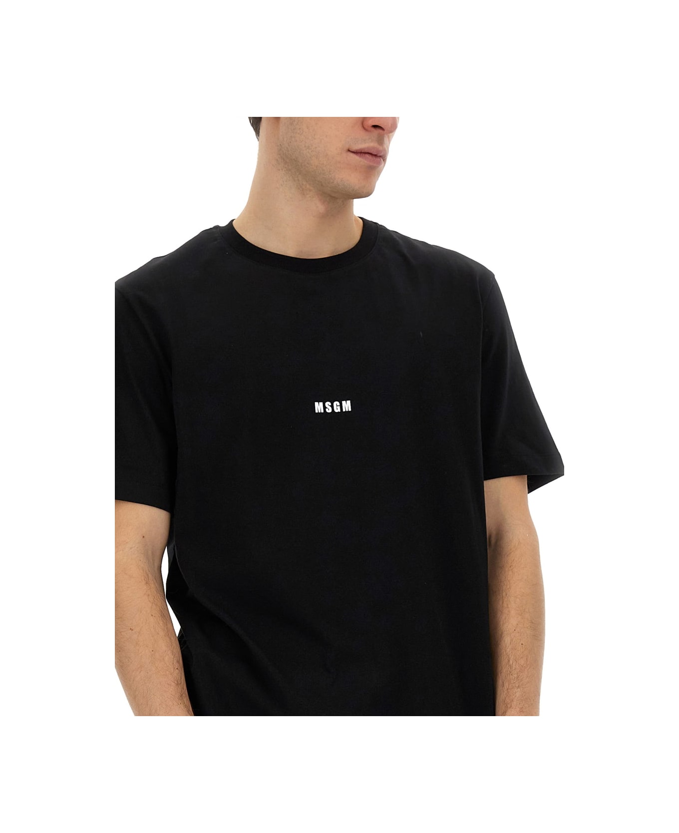 MSGM Logo Print T-shirt - BLACK