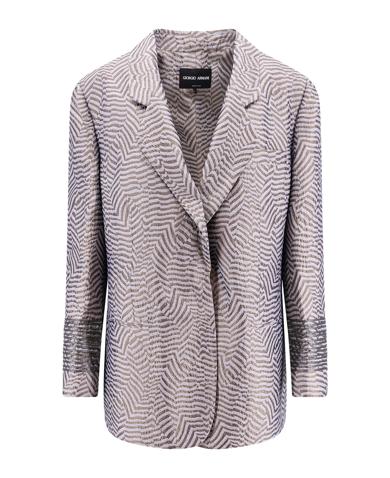 Giorgio Armani Embroidered Striped Blazer - Grey
