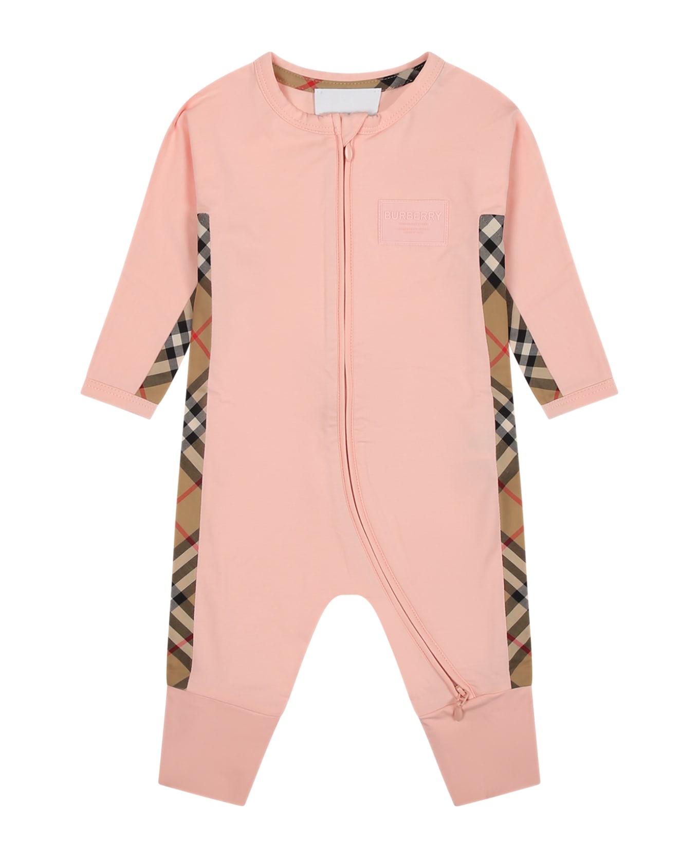 Burberry Pink Set For Baby Girl With Logo - Pink