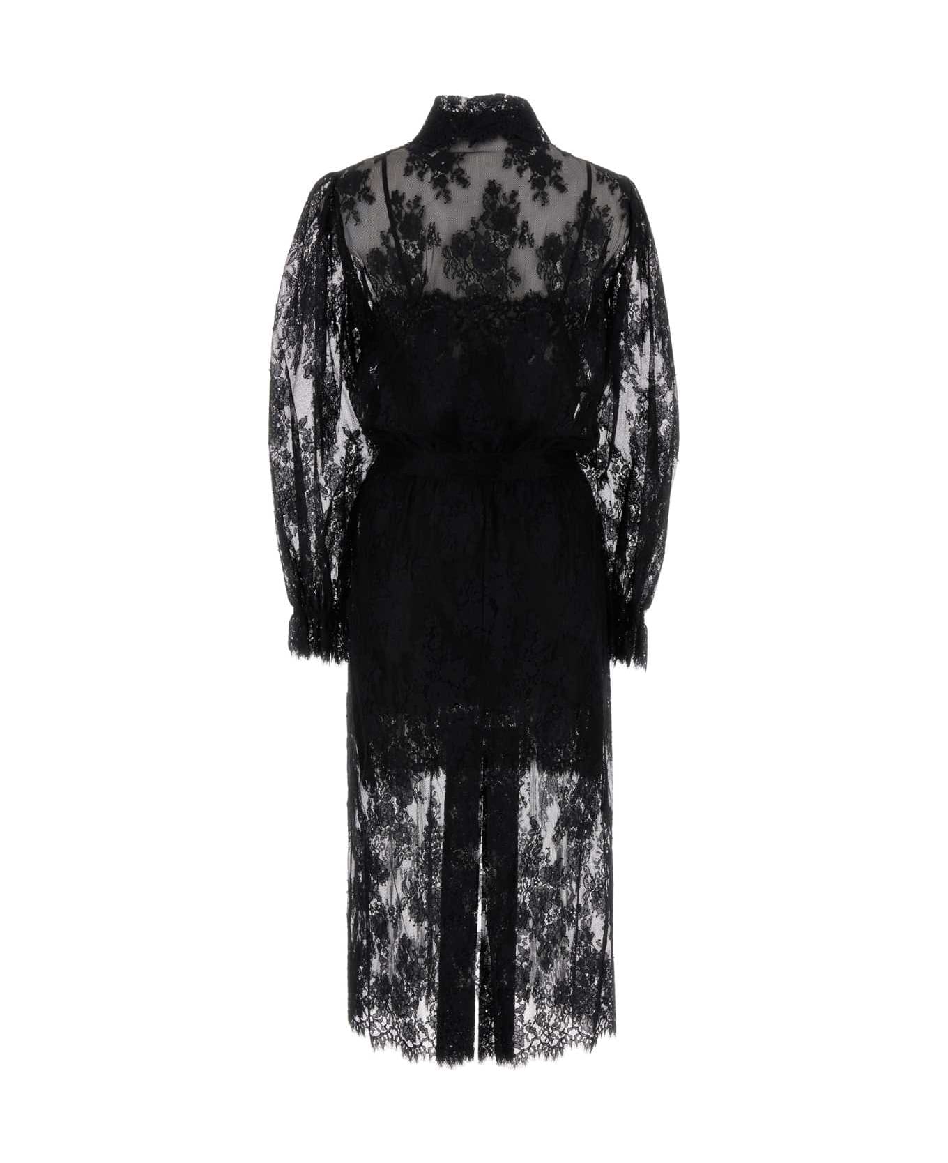 Ermanno Scervino Black Lace Dress - BLACK ワンピース＆ドレス