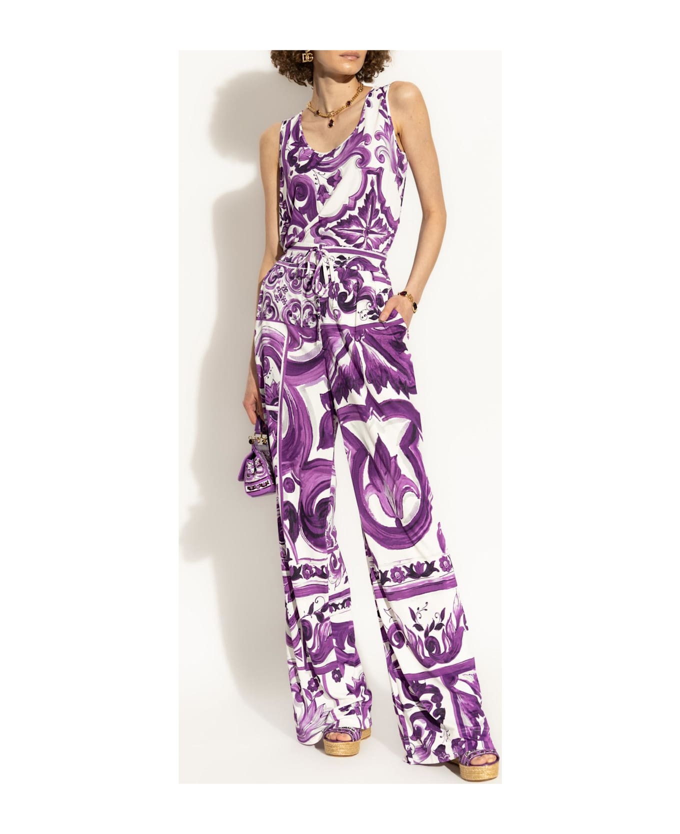 Dolce 
Gabbana Top With 
majolica
 Print - Purple