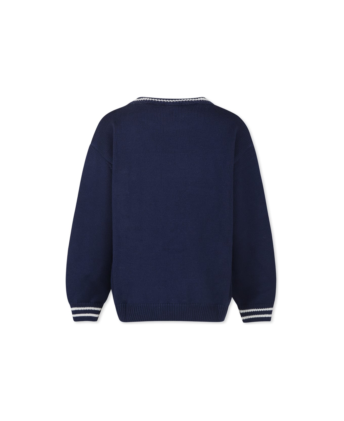 Fendi Blue Sweater For Kids With Logo - Blue
