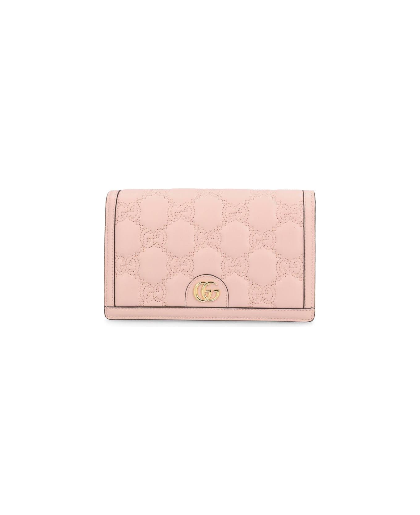 Gucci Gg Matelassé Chain Wallet - Pink 財布