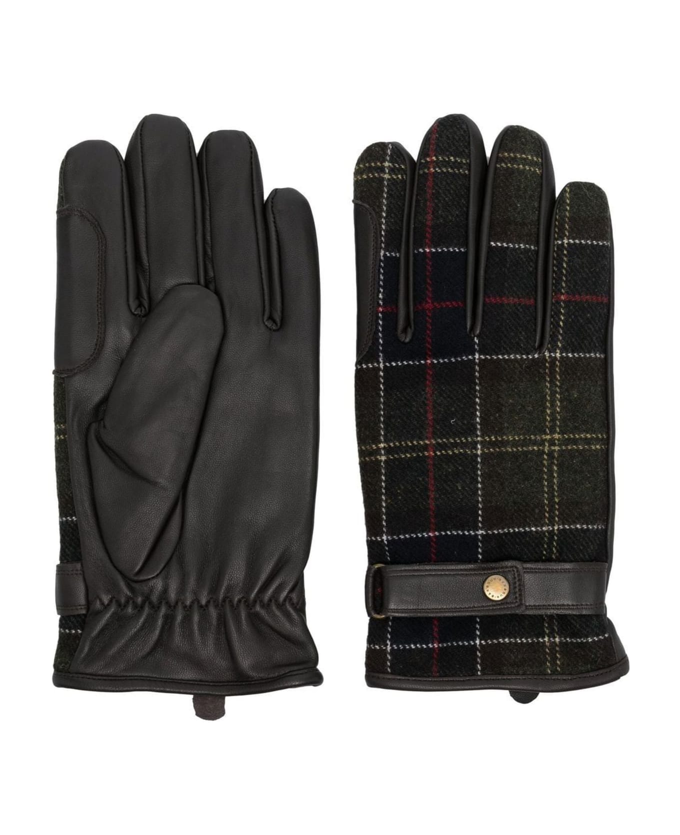 Barbour Check-pattern Leather Gloves - Marrone 手袋