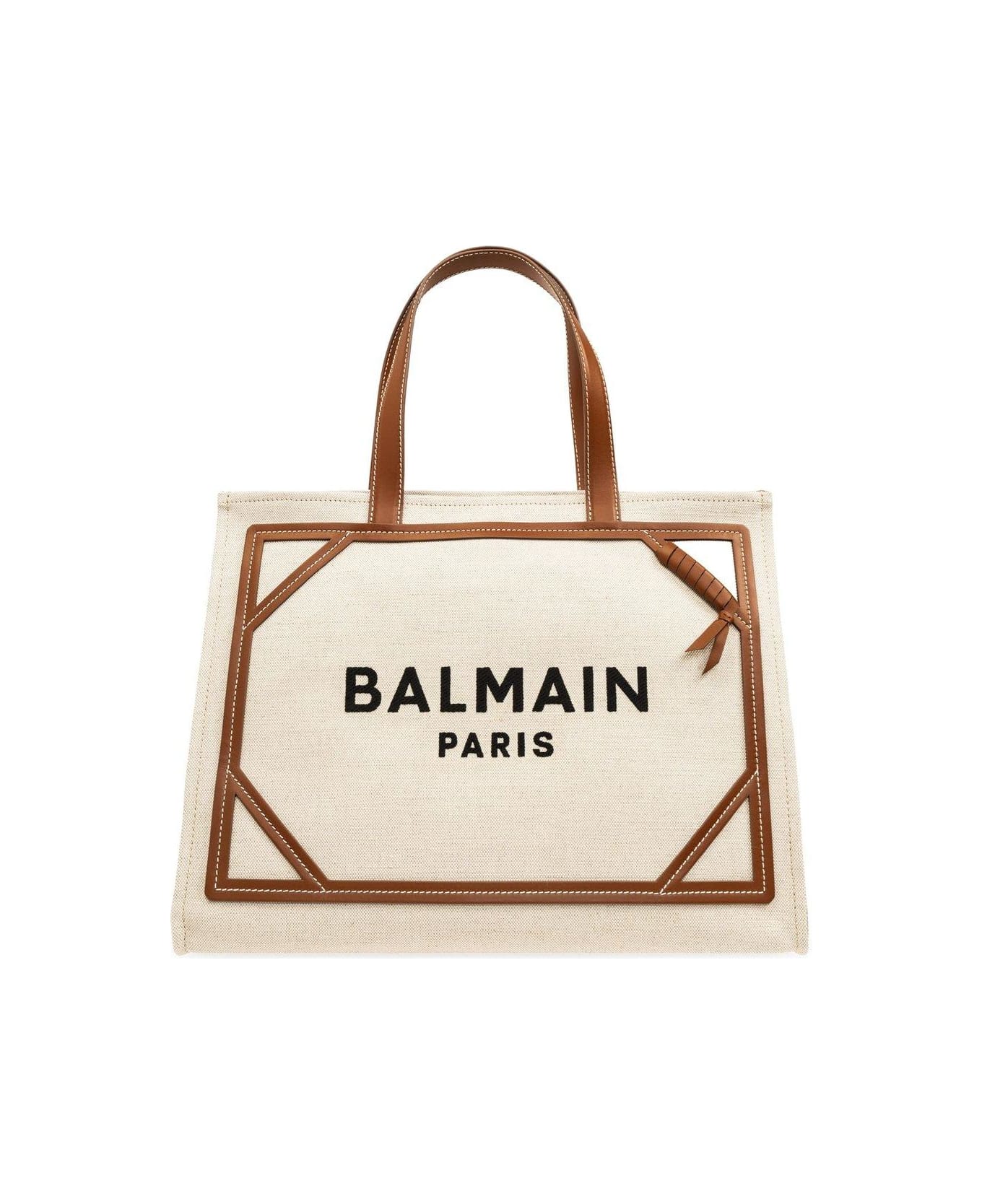 Balmain B-army Logo-embroidered Top Handle Bag - Beige