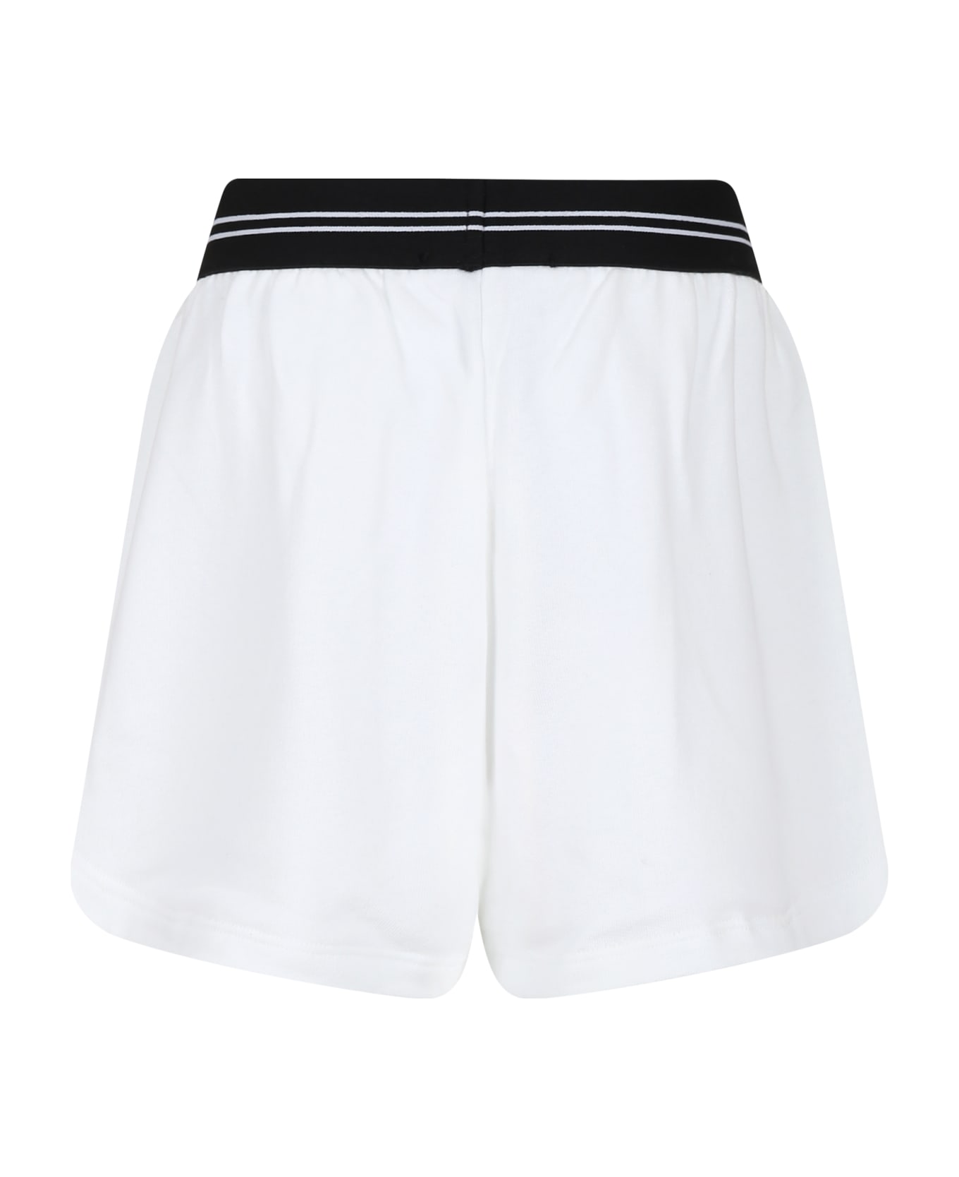 MSGM White Shorts For Girl With Logo - White
