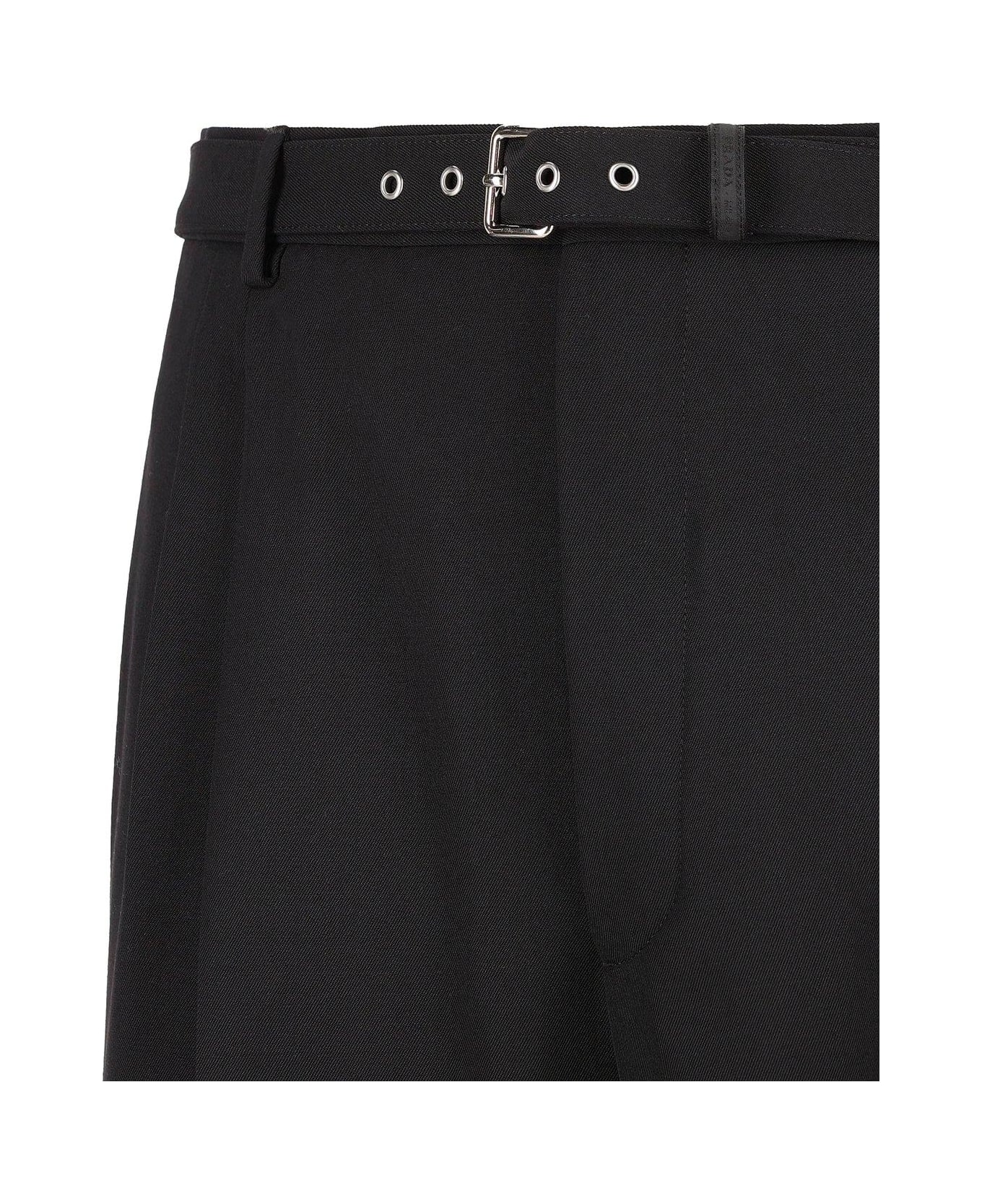 Prada Belted Tailored Trousers - Black