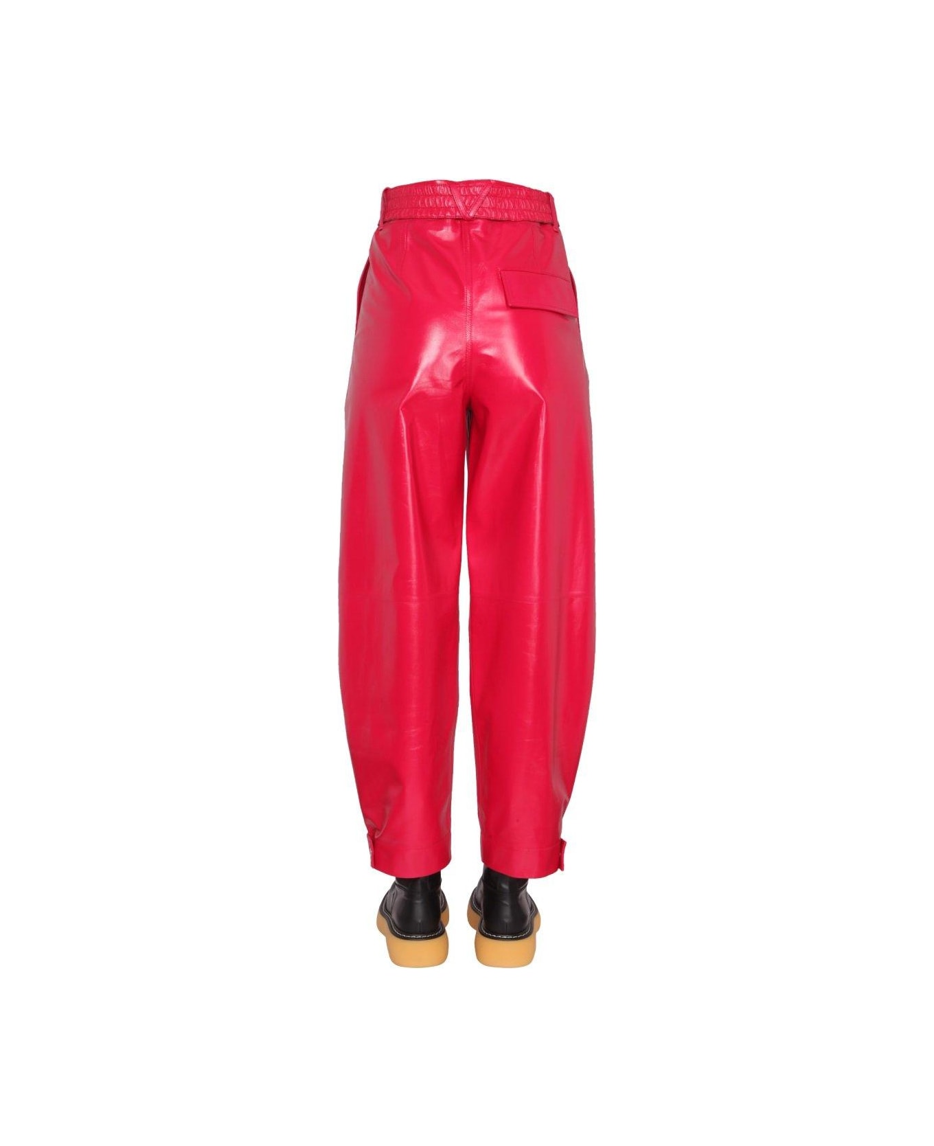 Bottega Veneta Cropped Leather Pants - RED