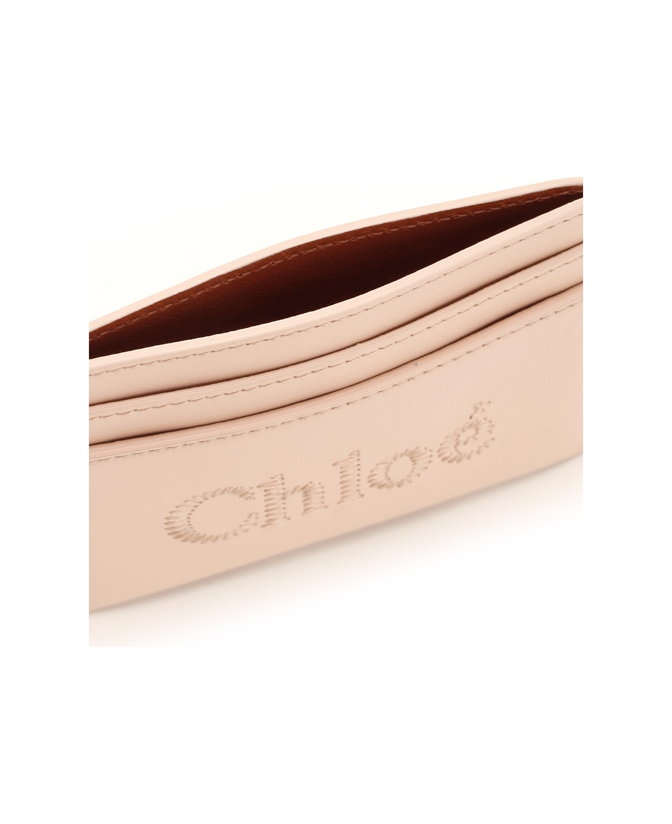 Chloé Leather Card Case - Powder