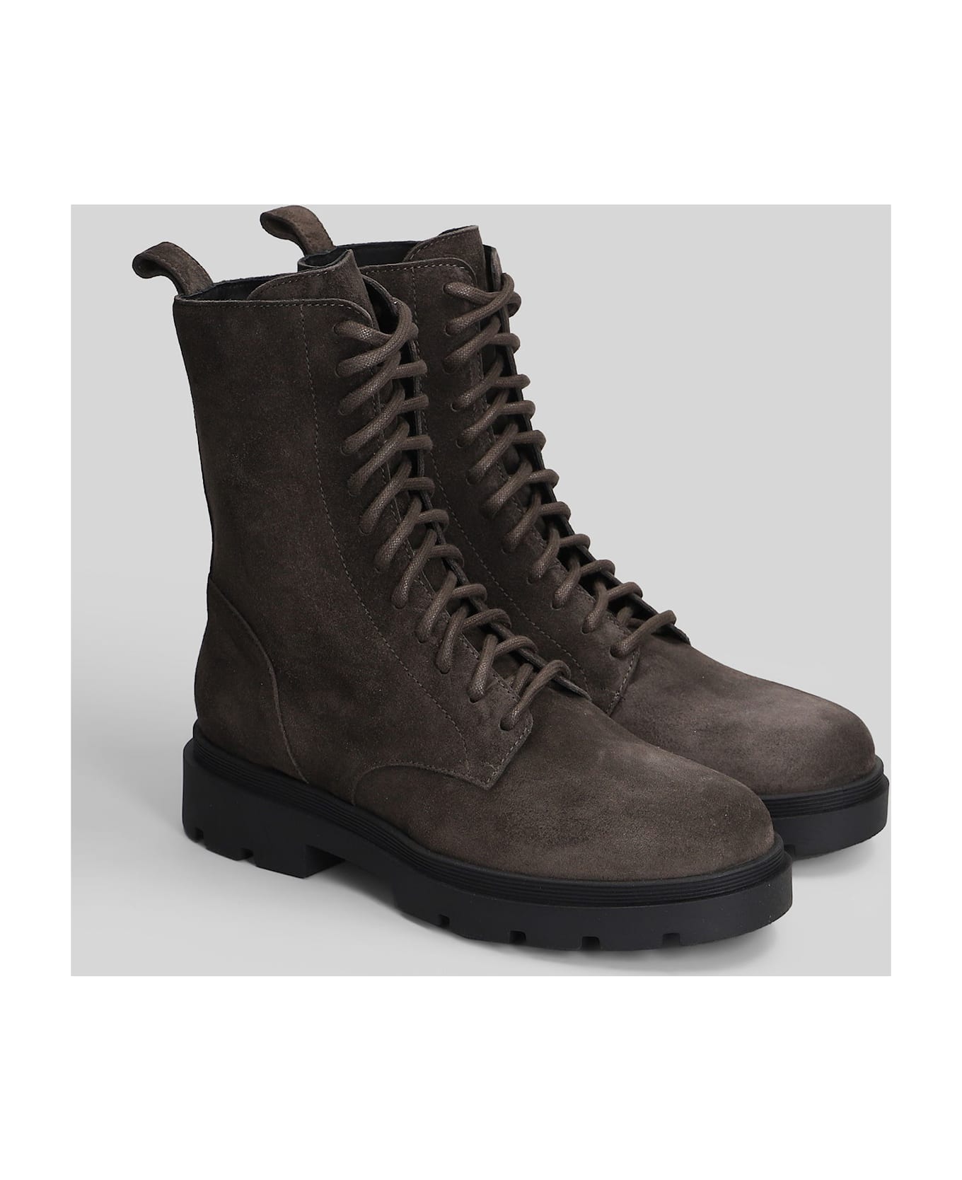 Fabio Rusconi Combat Boots In Brown Suede - brown