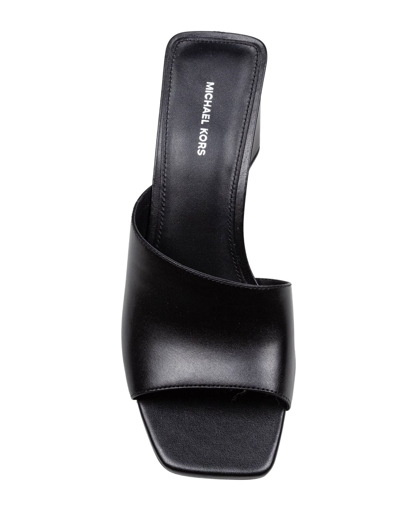 Michael Kors Merriam Wedge Leather Clogs In Black Color - Black