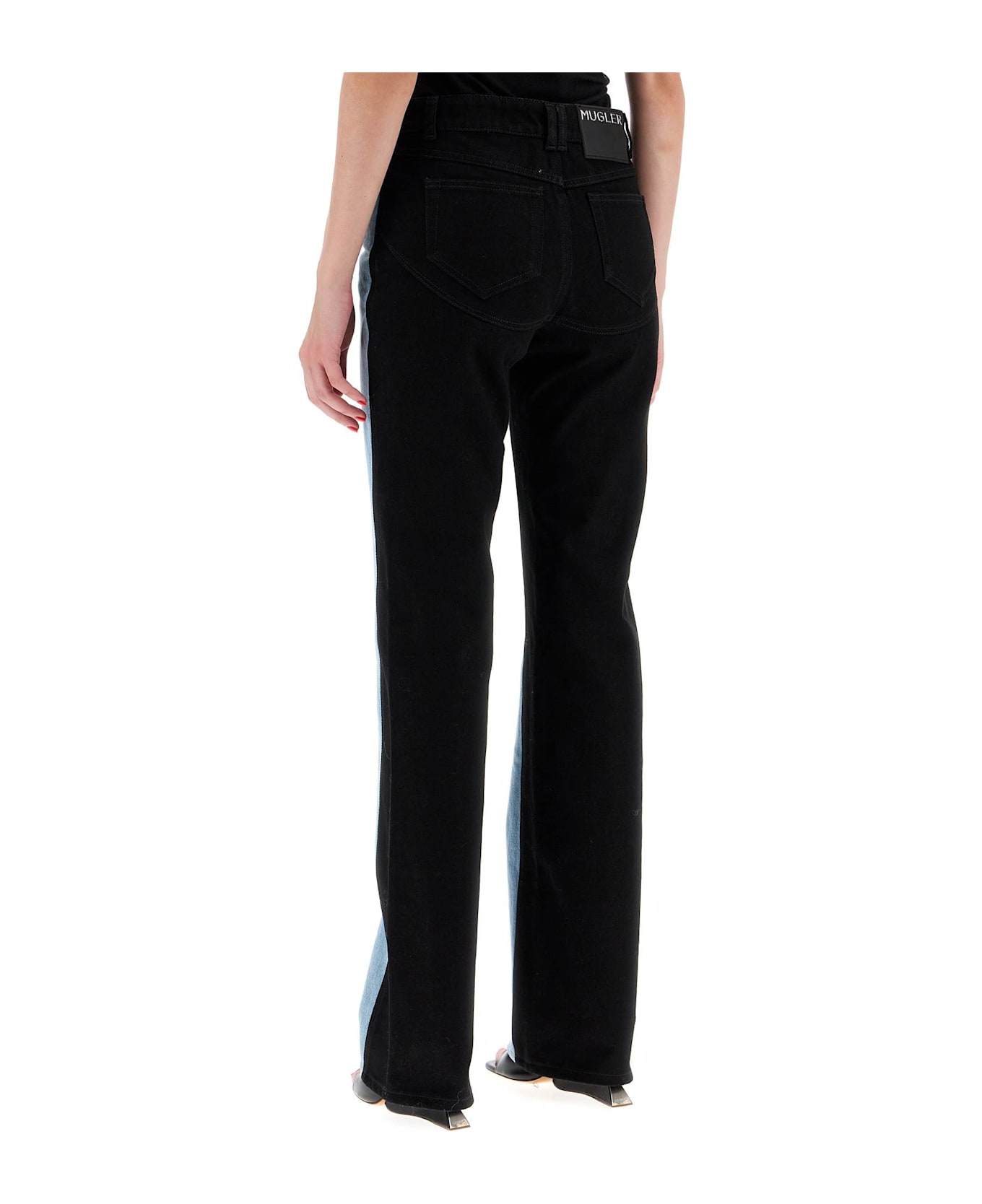 Mugler Bicolor Straight Leg Jeans With Two - TOKYO BLUE BLACK (Blue)