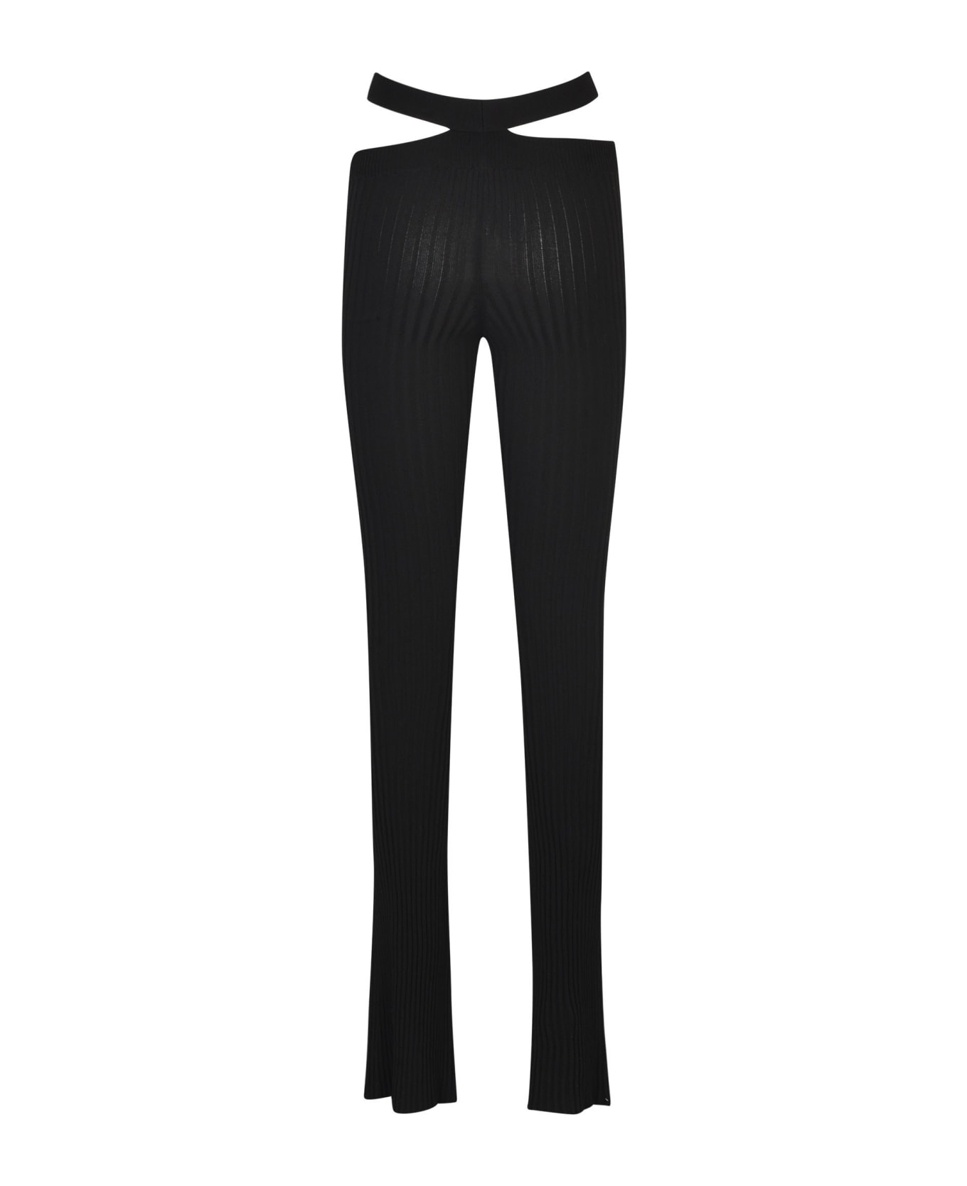 ANDREĀDAMO Ribbed Knit Flare Trousers - Black