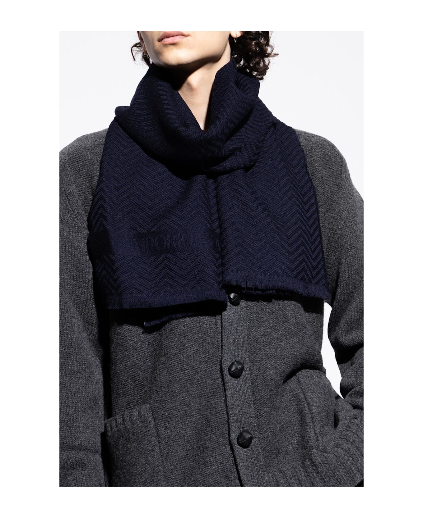 Emporio Armani Wool Scarf - Blue