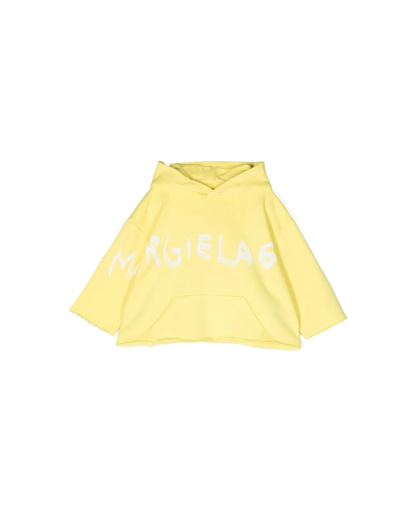 MM6 Maison Margiela Cropped Sweatshirt With Print - Yellow