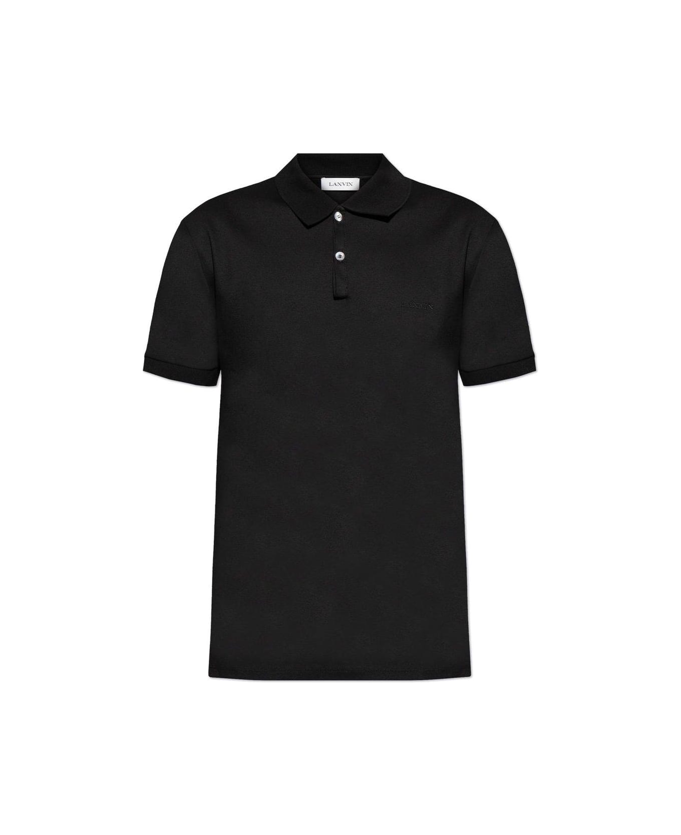 Lanvin Logo Embroidered Polo Shirt - Black