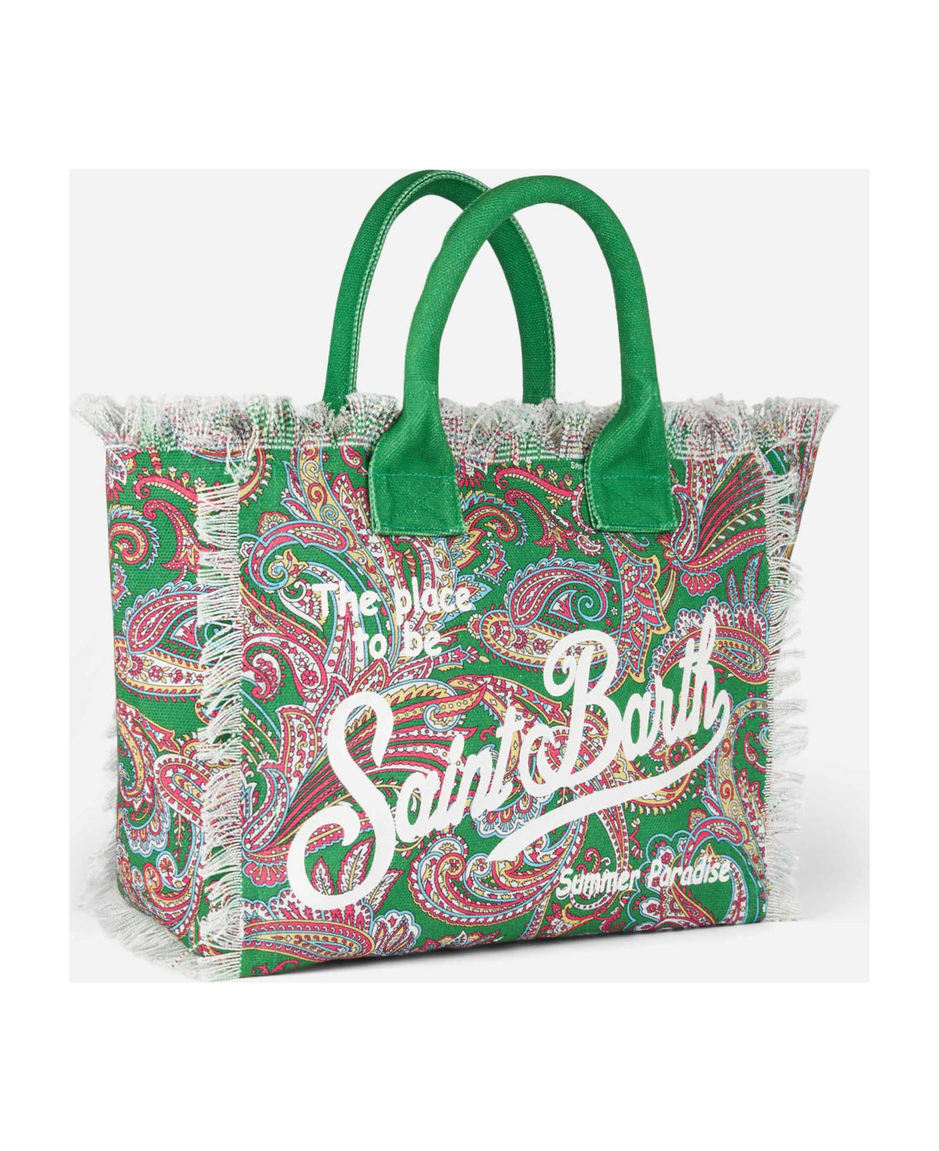 MC2 Saint Barth Vanity Canvas Shoulder Bag With Paisley Print - GREEN