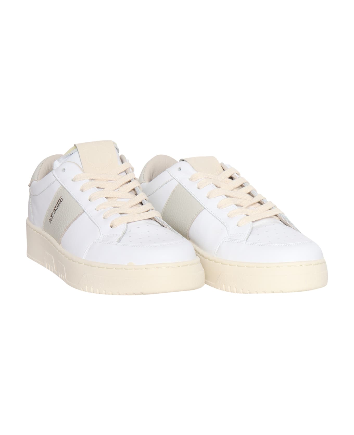 Saint Sneakers White Leather Tennis Sneakers - WHITE