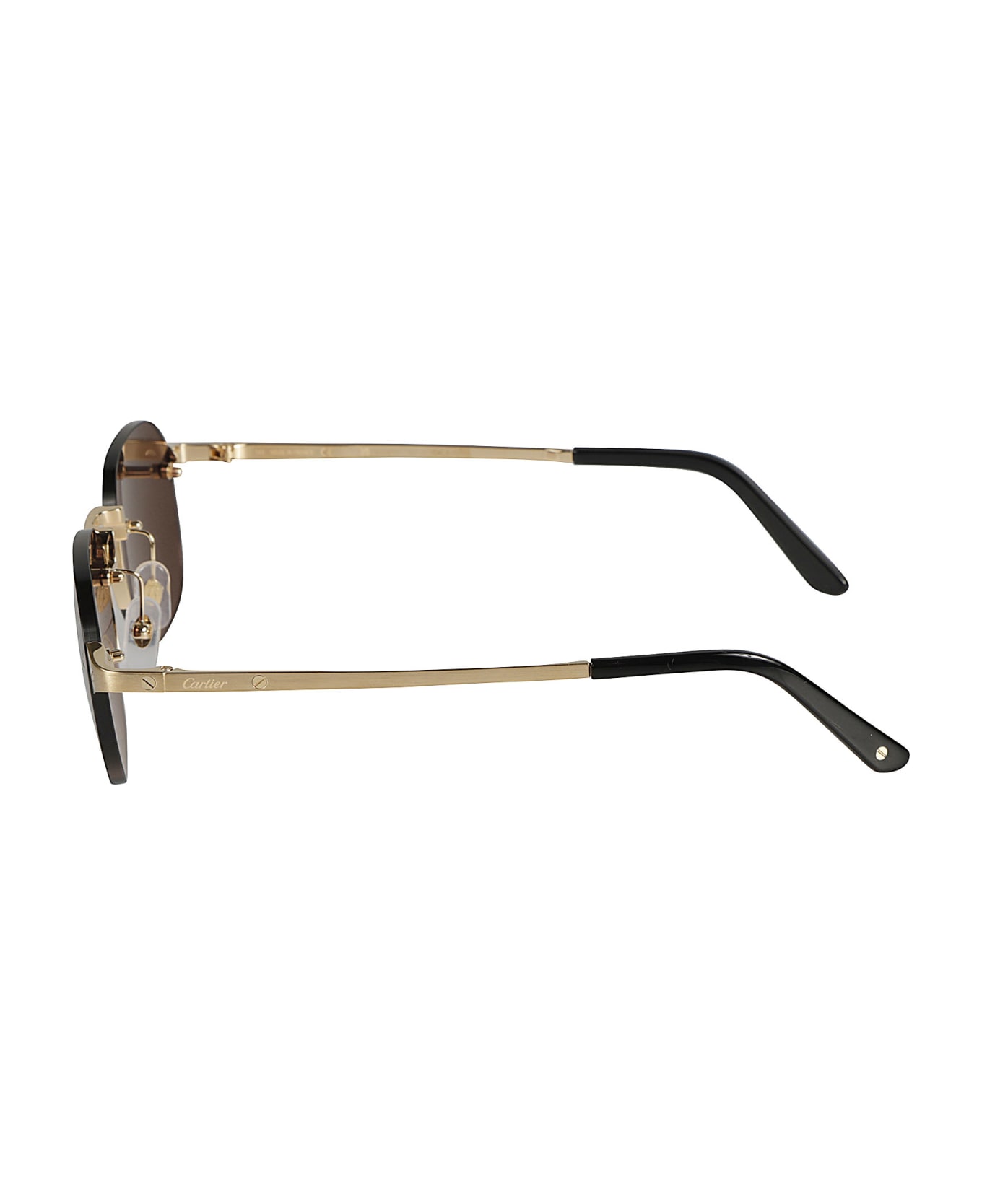 Cartier Eyewear Logo Sided Rimless Sunglasses - Gold/Grey