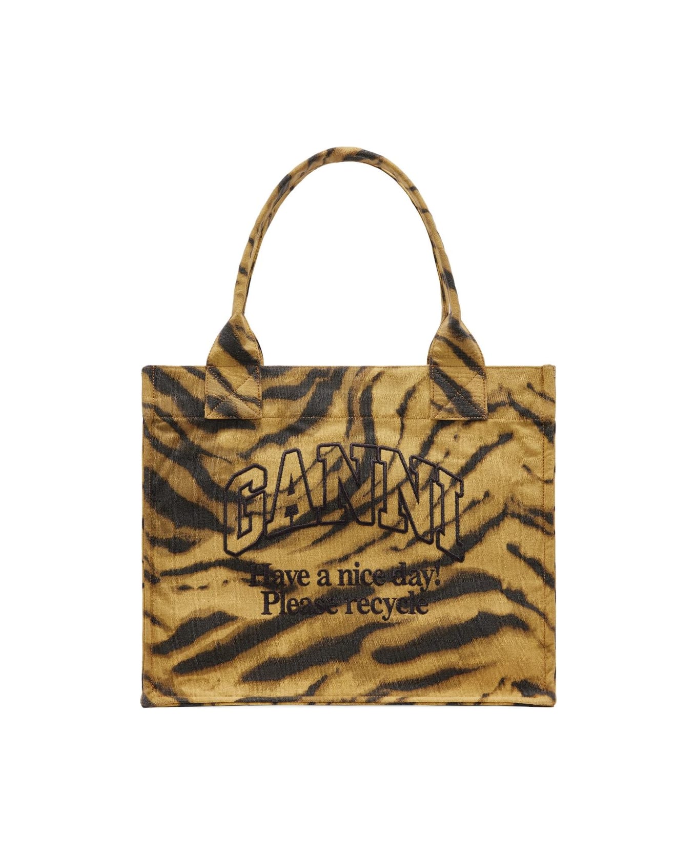 Ganni Recycled Cotton Large Tote Bag - BROWN